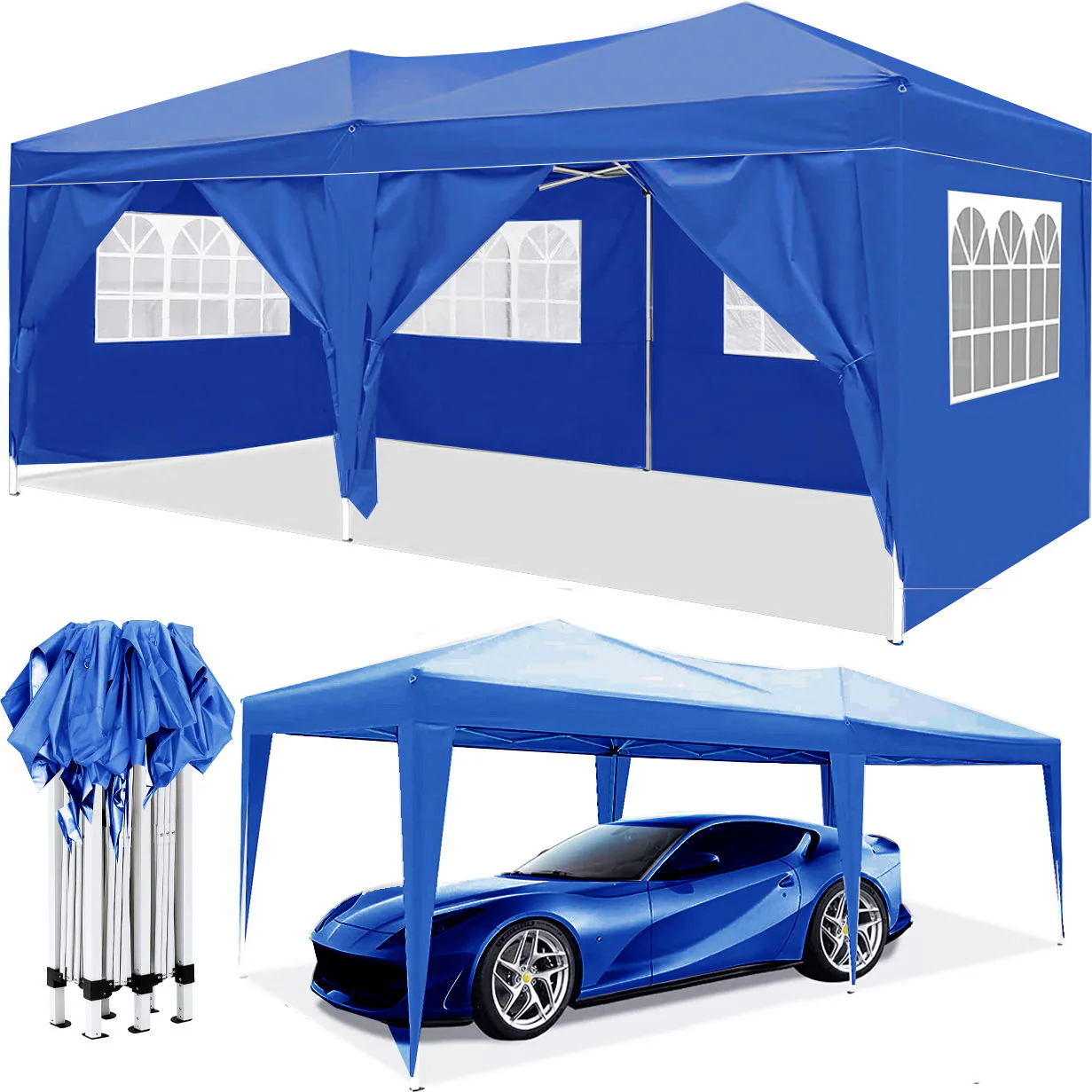 10'X20' Ez Pop Up Canopy Outdoor Portable Party Folding Tent With 6 Removable Sidewalls + Carry Bag + 4 Pieces Weight Bag - Image 2