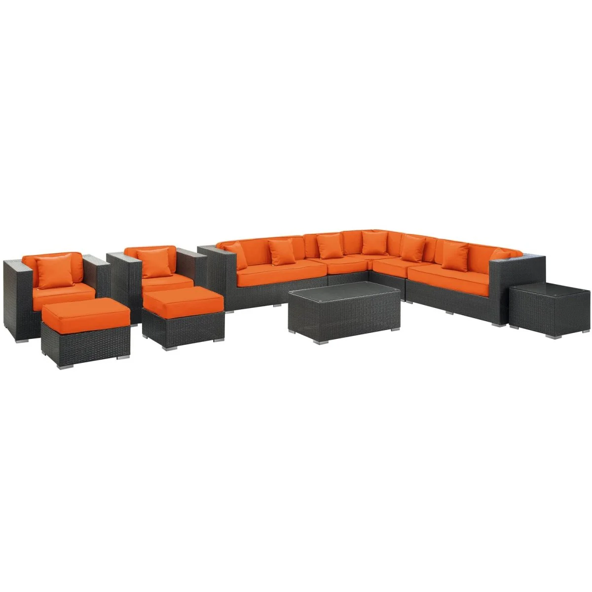 11-Piece All-Weather Wicker Outdoor Sectional Patio Seating Set with Cushions - Image 8