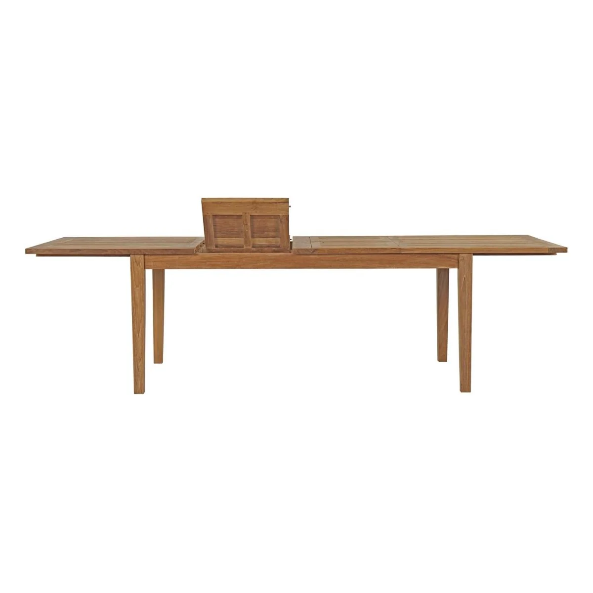 11-Piece Natural Teak Outdoor Dining Set with White Cushions and Extension Table - Image 7