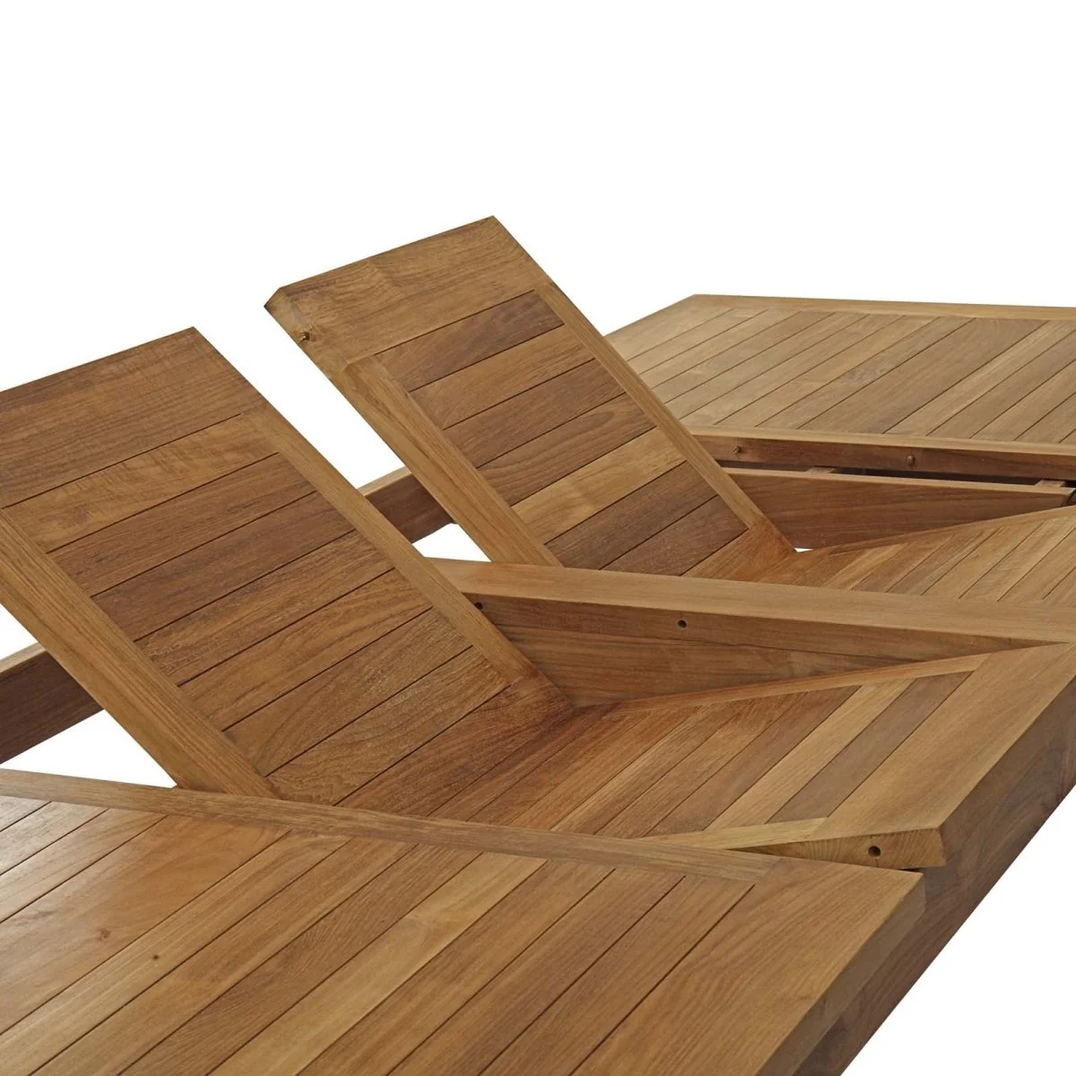 11-Piece Natural Teak Outdoor Dining Set with White Cushions and Extension Table - Image 8