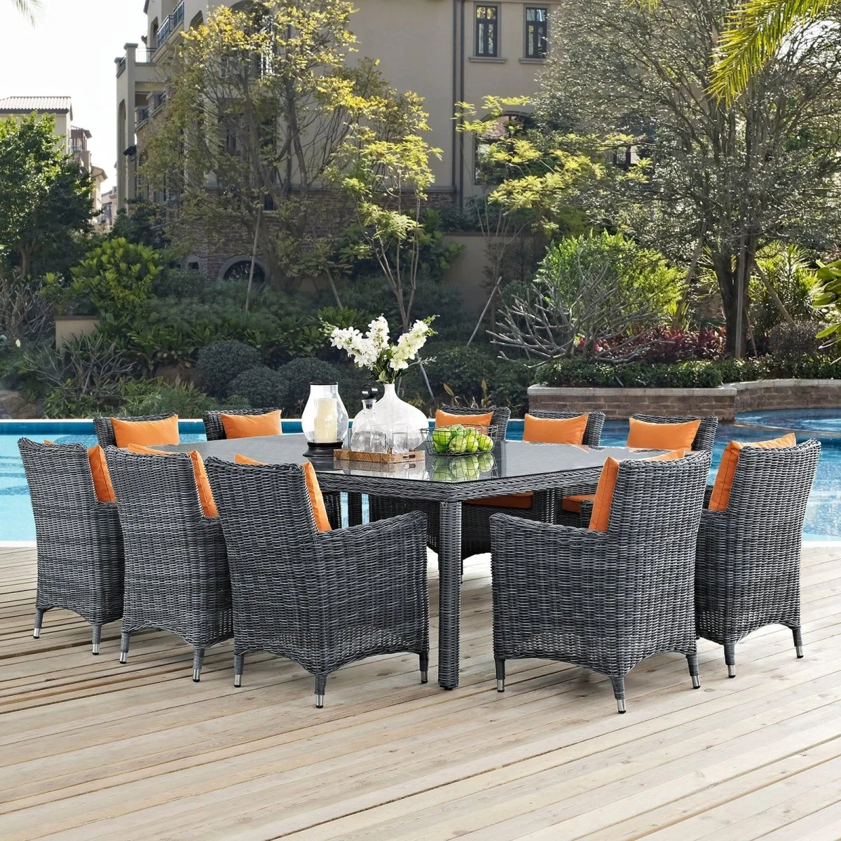 11-Piece Outdoor Wicker and Aluminum Dining Set with Cushions – Weather-Resistant - Image 7