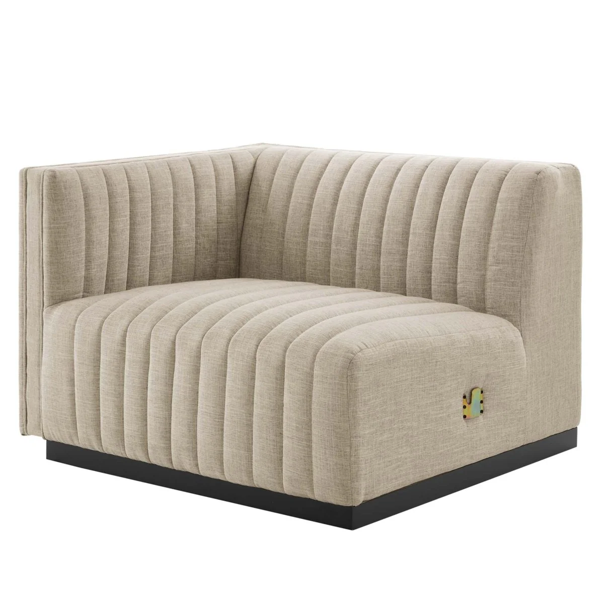 114 Inch Channel Tufted Fabric 5-Piece L-Shaped Sectional Sofa - Image 4