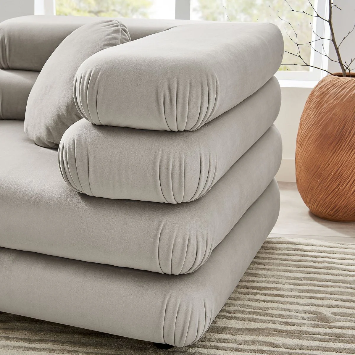 114 Inch Jubilee Performance Velvet 3-Piece Modular Sectional Sofa - Image 3