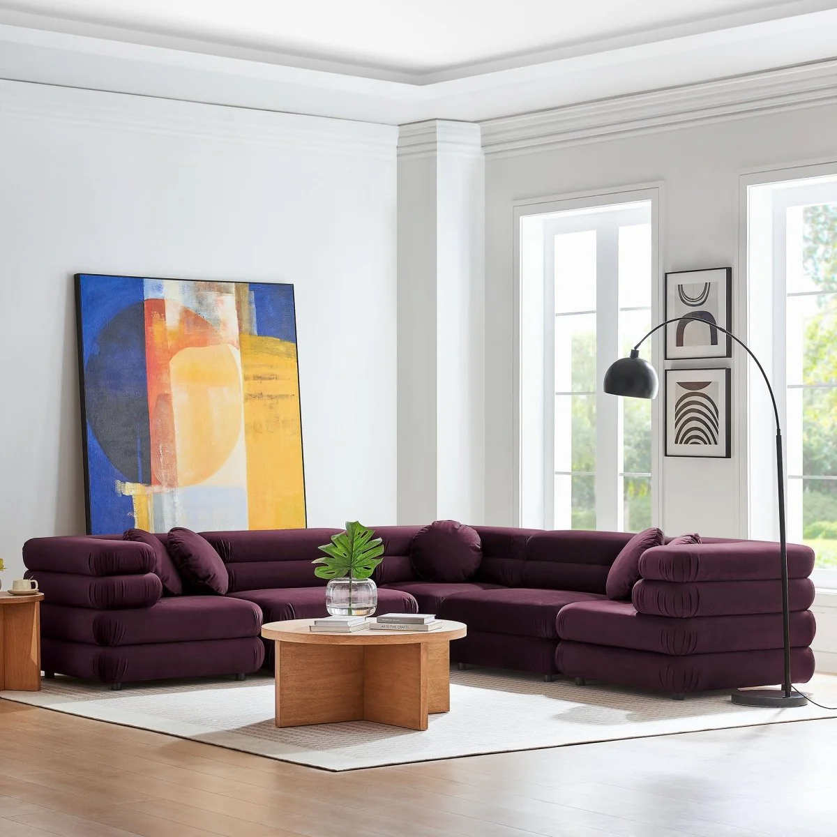 114 Jubilee Performance Velvet 5-Piece L-Shaped Modular Sectional - Image 16