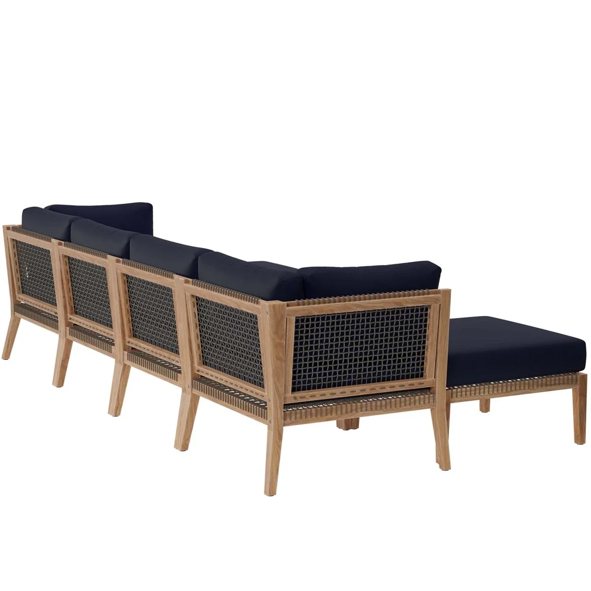 116" Six-Piece Outdoor Patio Teak Wood Sectional Sofa Set for Garden Deck - Image 22