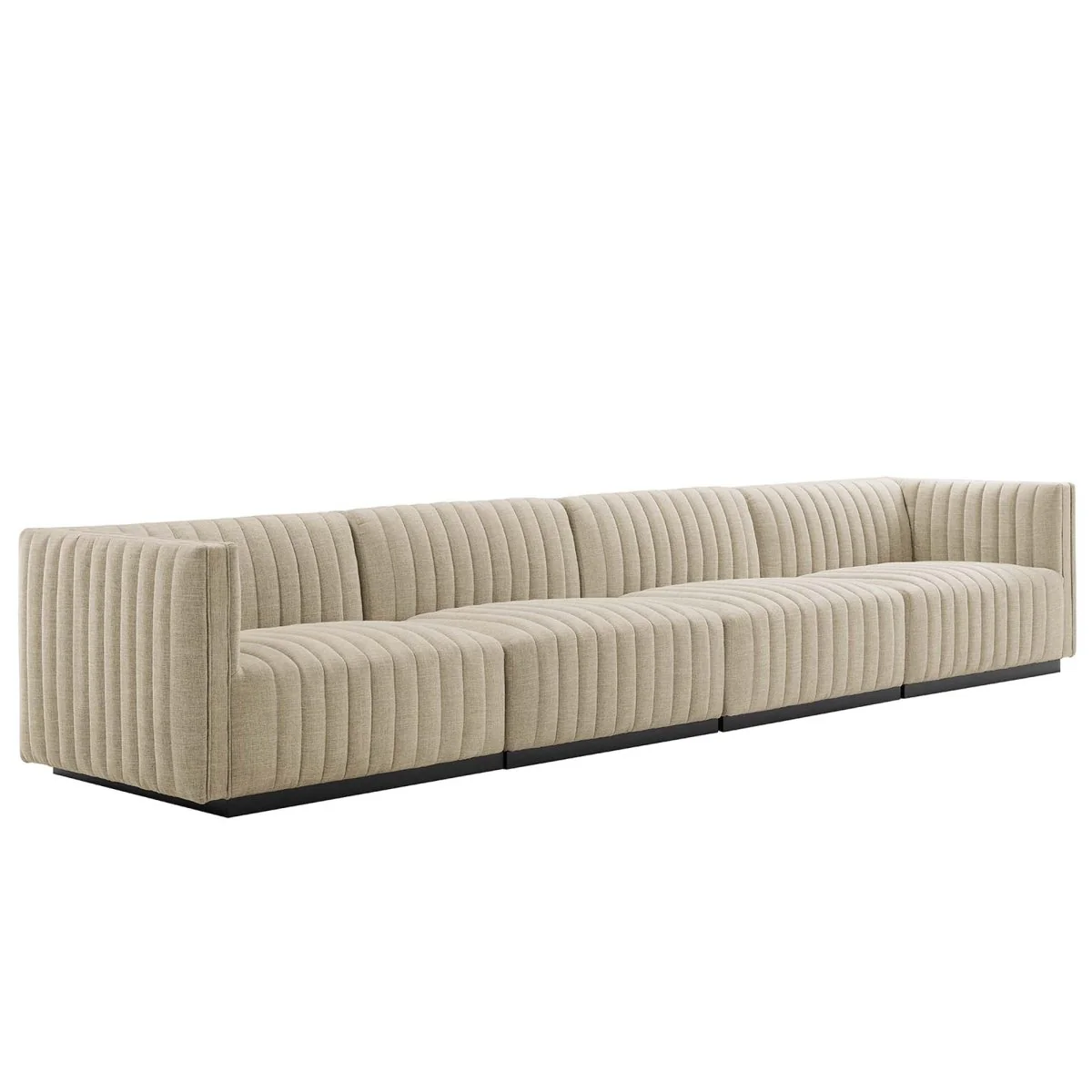 119 Inch Channel Tufted Fabric 4-Piece Modular Sofa - Image 8