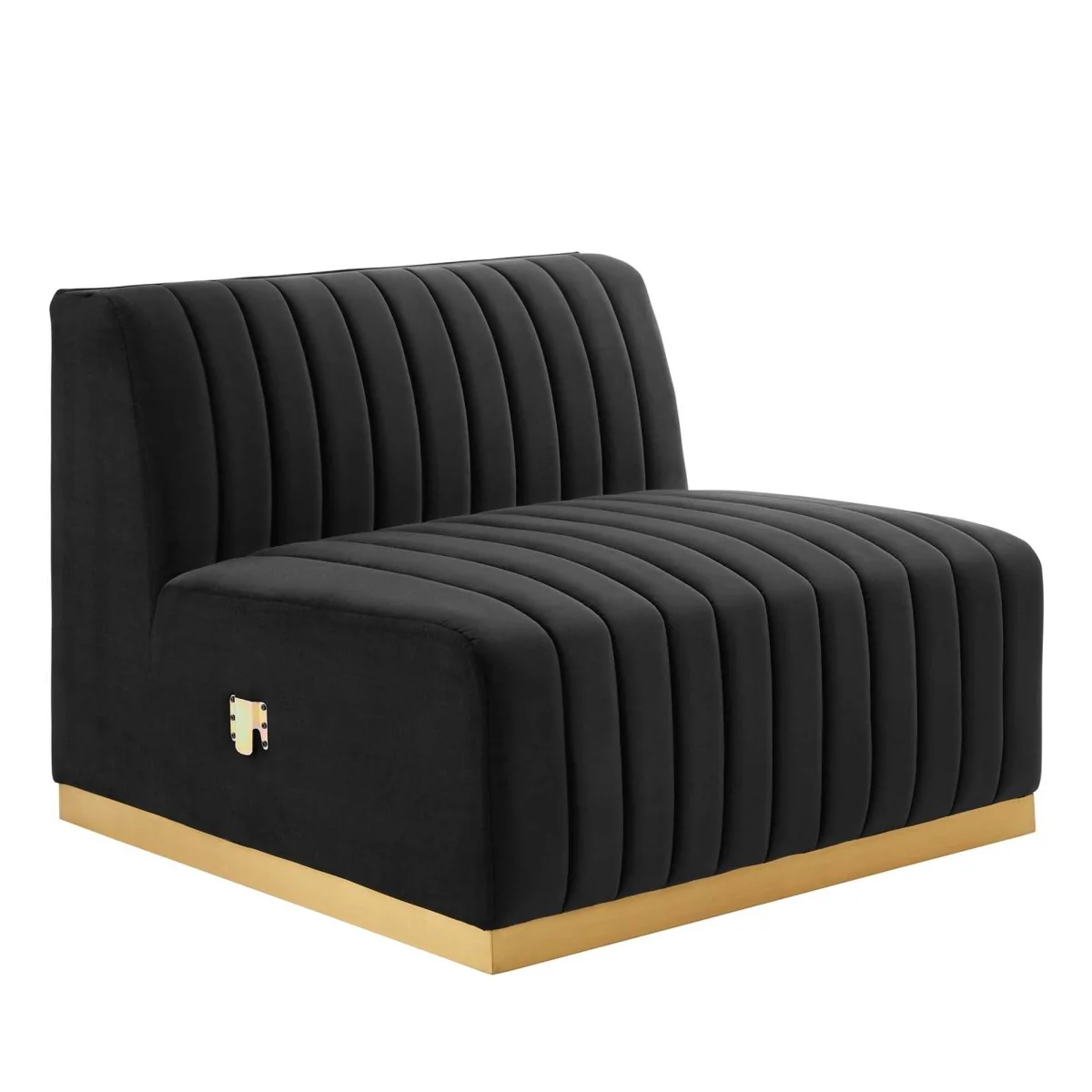 119 Inch Channel Tufted Performance Velvet 3-Piece Sofa in Black - Image 5