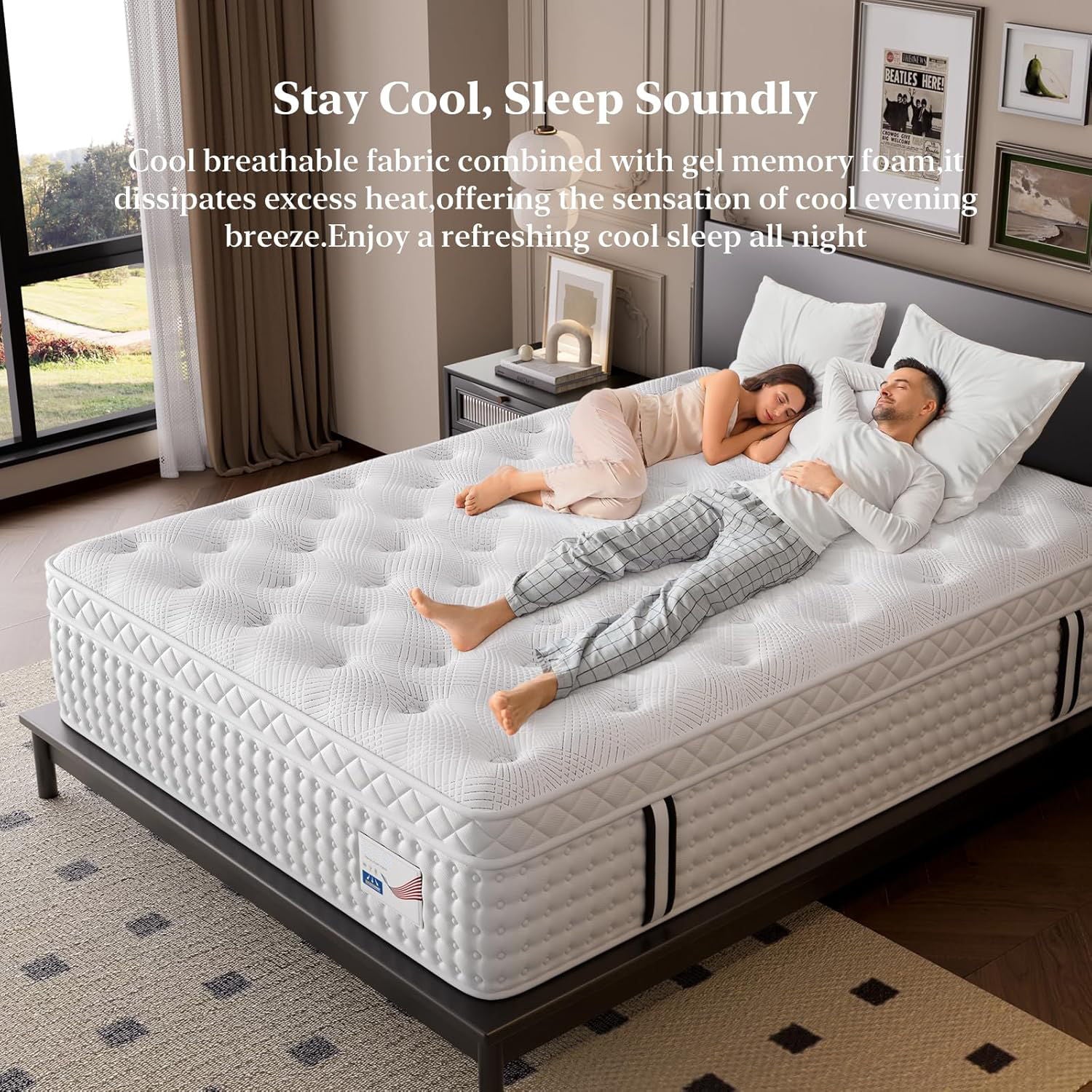 12" Hybrid Mattress, Memory Foam & Pocket Spring Bed, Medium Firm Comfort, Spine Support, Quiet & Breathable - White - King - Image 6