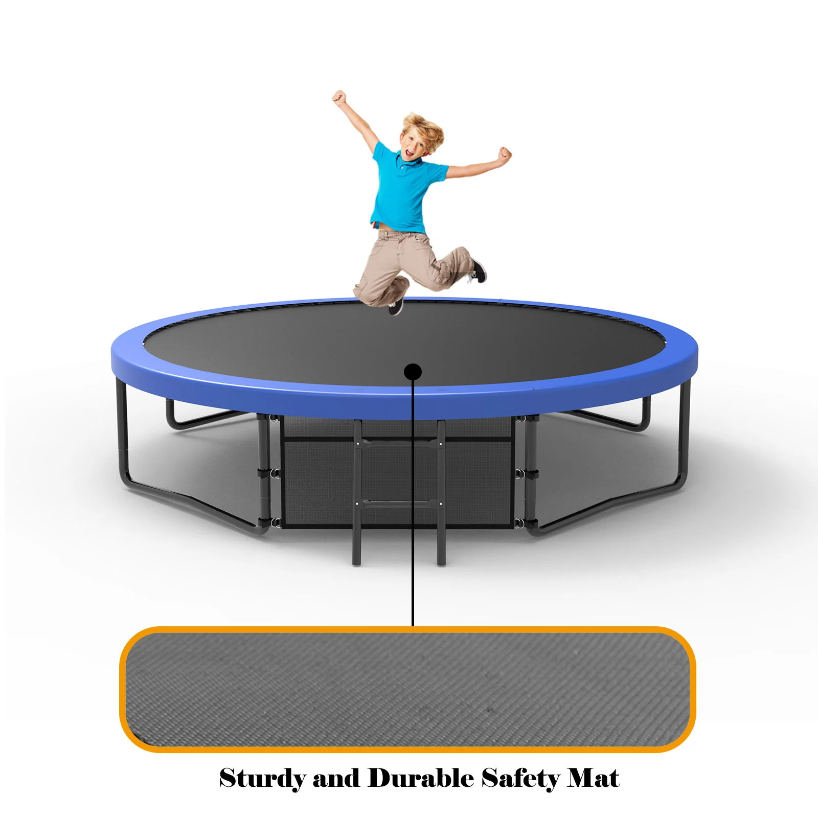 12' Recreational Kids Trampoline With Safety Enclosure Net & Ladder, Outdoor Recreational Trampolines - Image 4