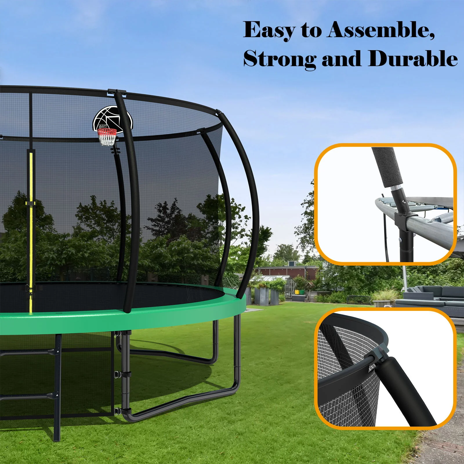 12' Recreational Kids Trampoline With Safety Enclosure Net & Ladder, Outdoor Recreational Trampolines - Image 8