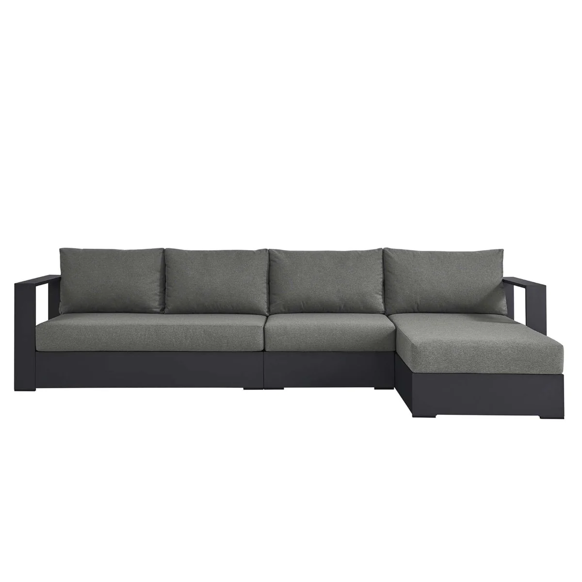123" 3-Piece Gray Aluminum Outdoor Patio Right-Facing Chaise Sectional with Cushions - Image 7