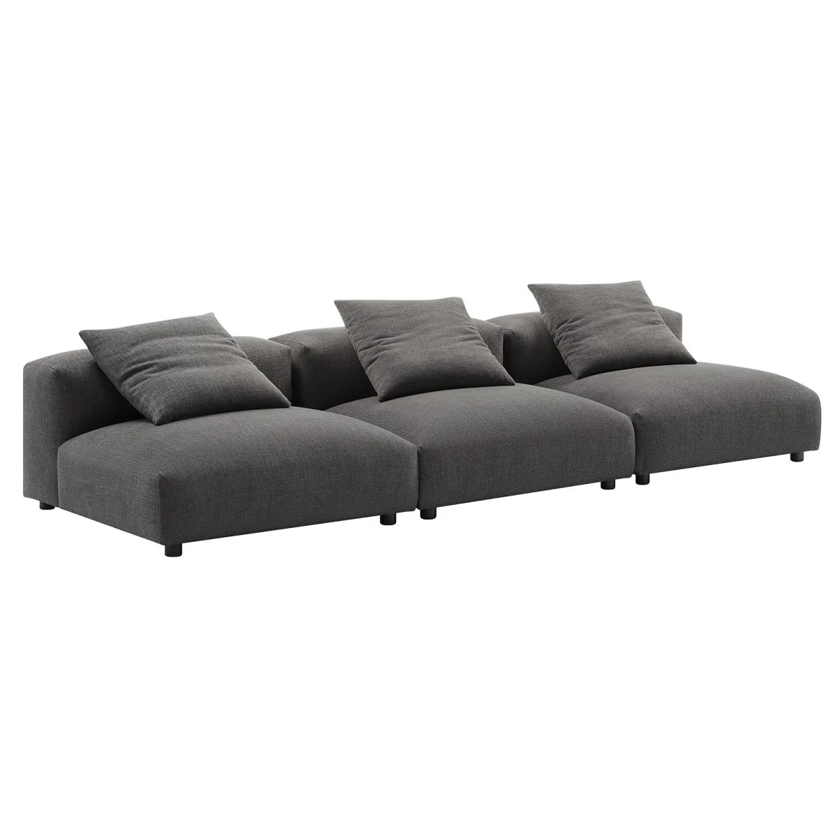 124 Inch 3-Piece Modular Textured Fabric Armless Sofa