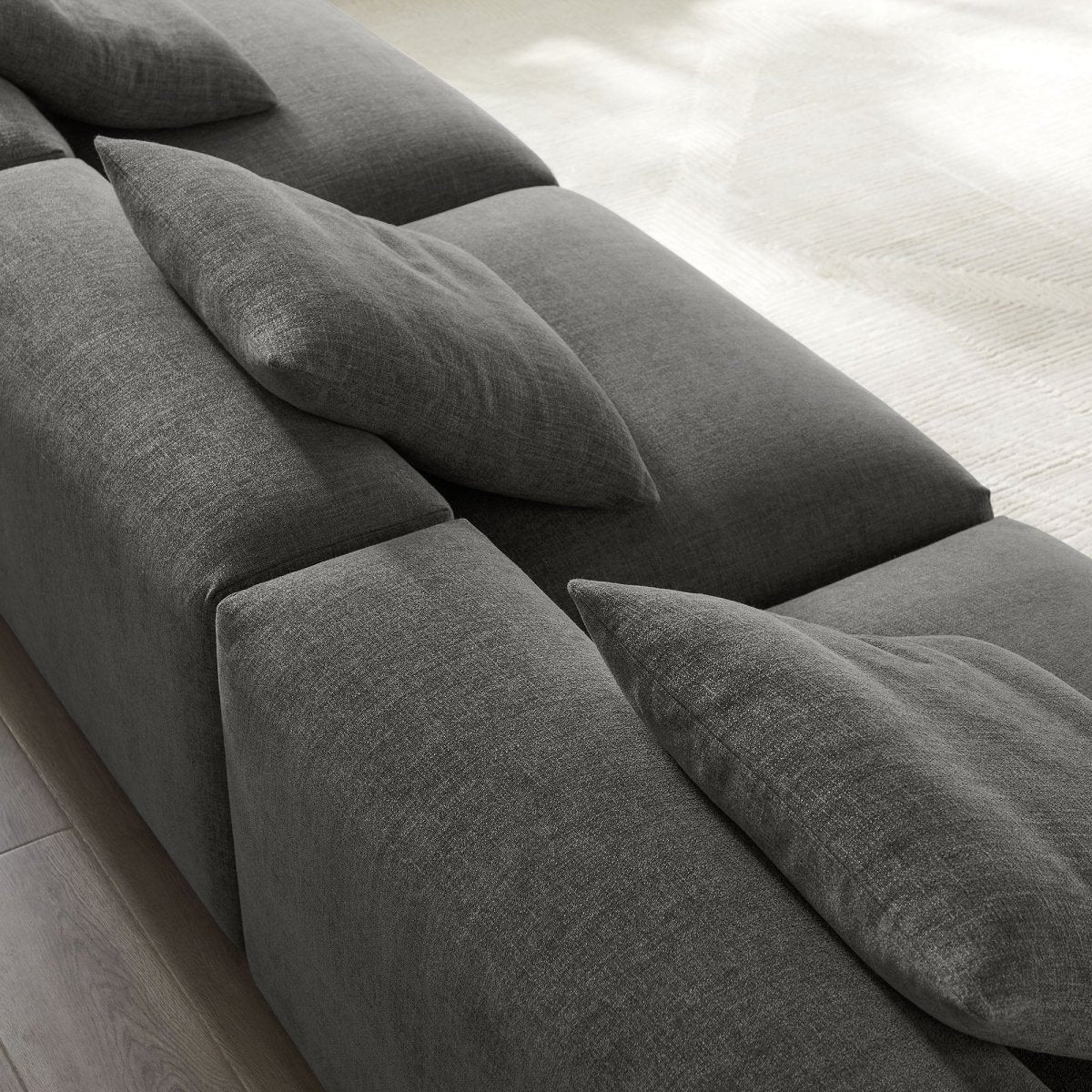 124 Inch 3-Piece Modular Textured Fabric Armless Sofa - Image 3