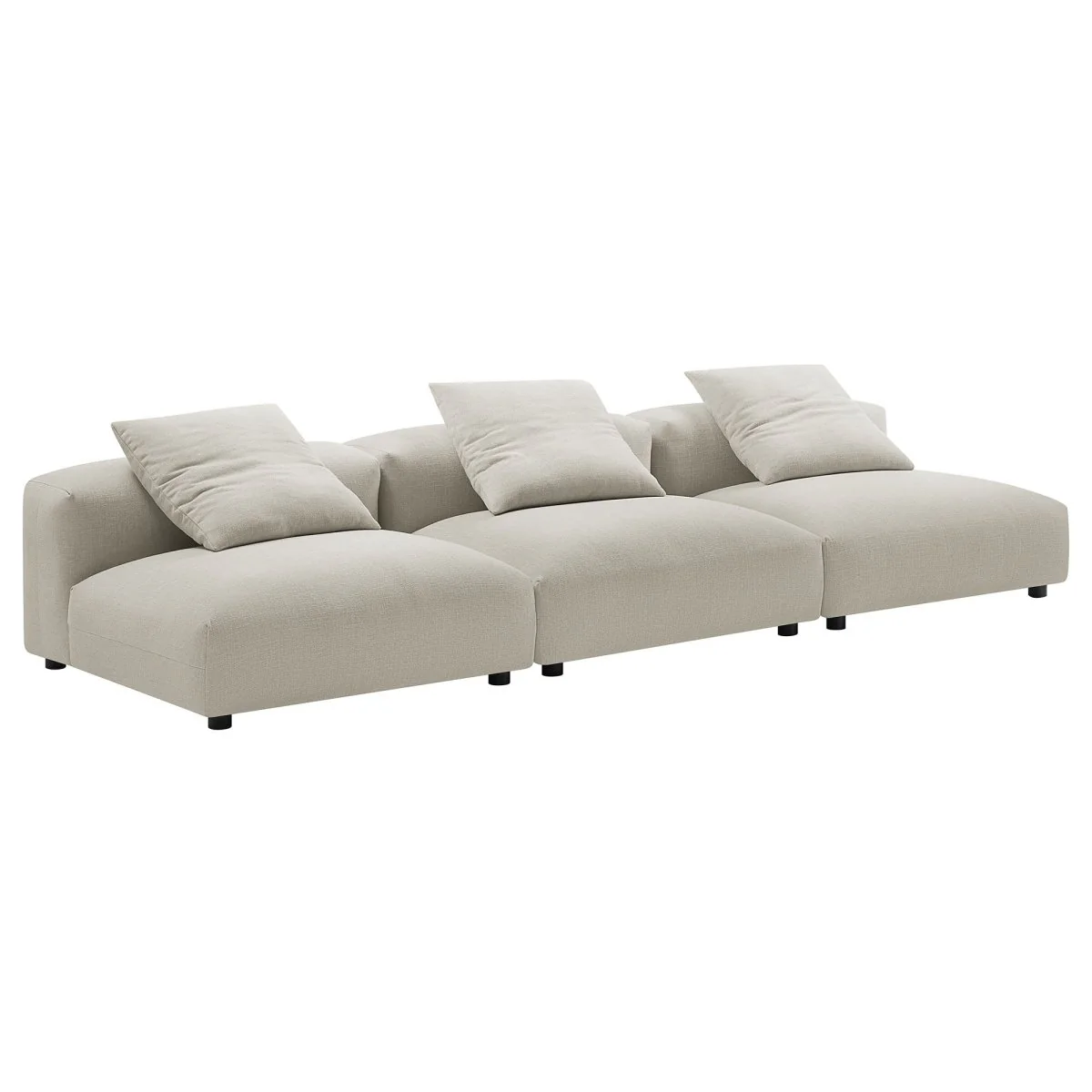 124 Inch 3-Piece Modular Textured Fabric Armless Sofa - Image 7