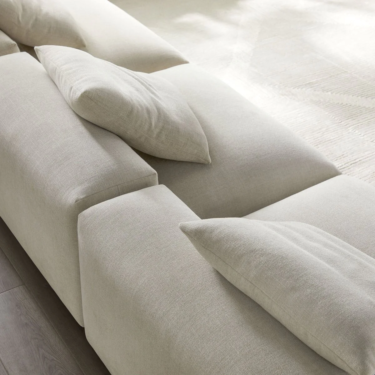 124 Inch 3-Piece Modular Textured Fabric Armless Sofa - Image 9
