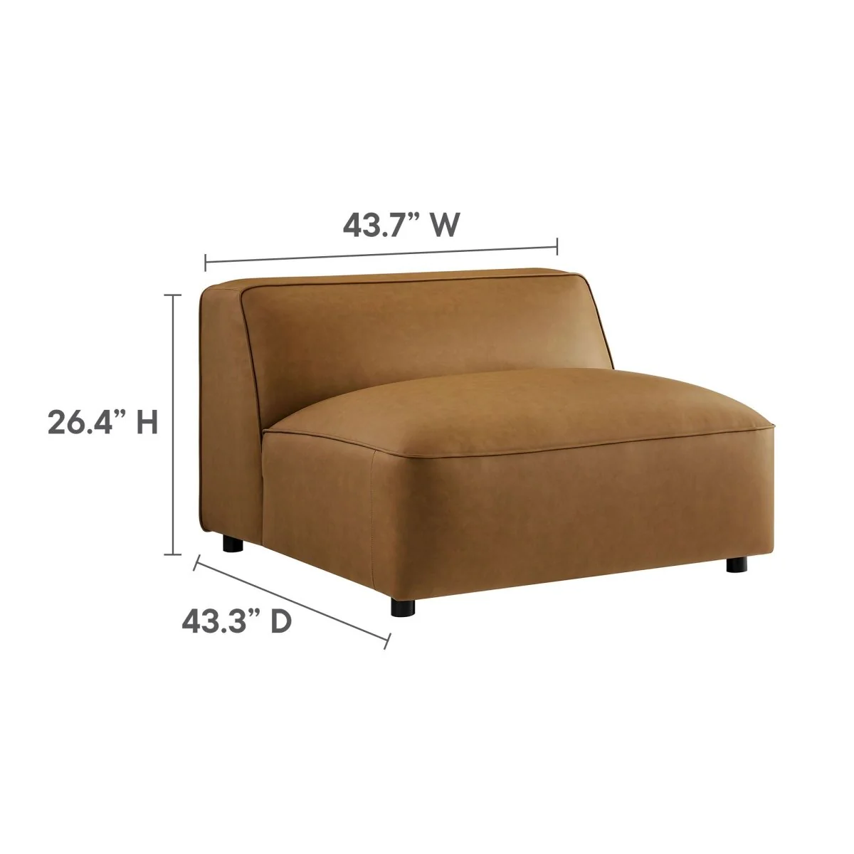 129 Inch Vegan Leather 4-Piece Modular Sectional Sofa with Ottoman - Image 5
