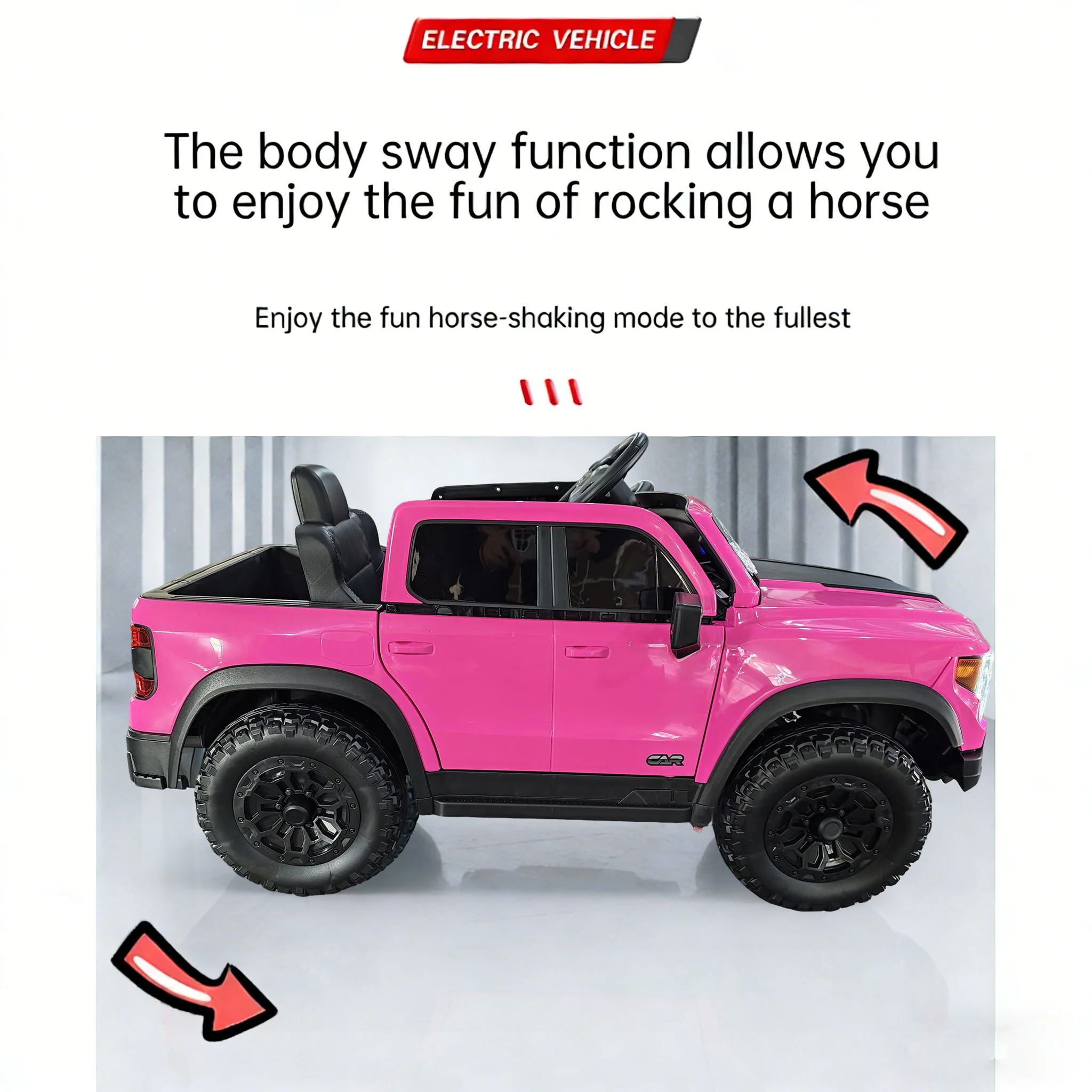 12V Kids Ride On Car With Remote Control, 4 Wheel Shock Absorption, Multifunctional Music Player Perfect Gift For Toddlers - Pink - Image 8