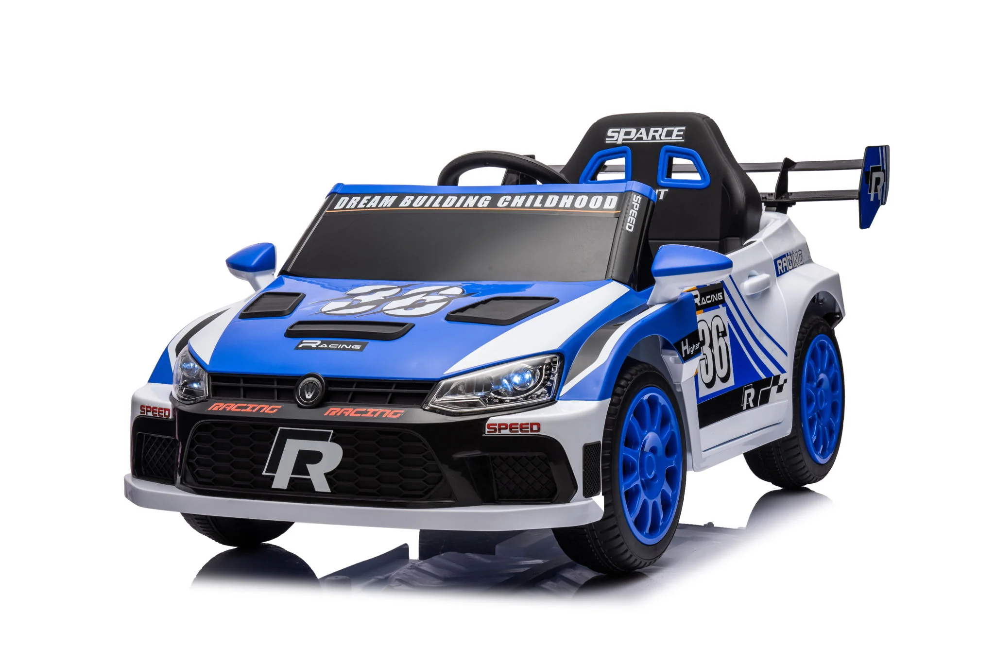 12V4A 20W*2 One Button Start, Forward And Backward, High And Low Speed, Music, Front Light, Power Display, Two Doors Can Open, 2.4G R / C, Seat Belt Four Wheel Absorber Kids Ride On Car - Image 12