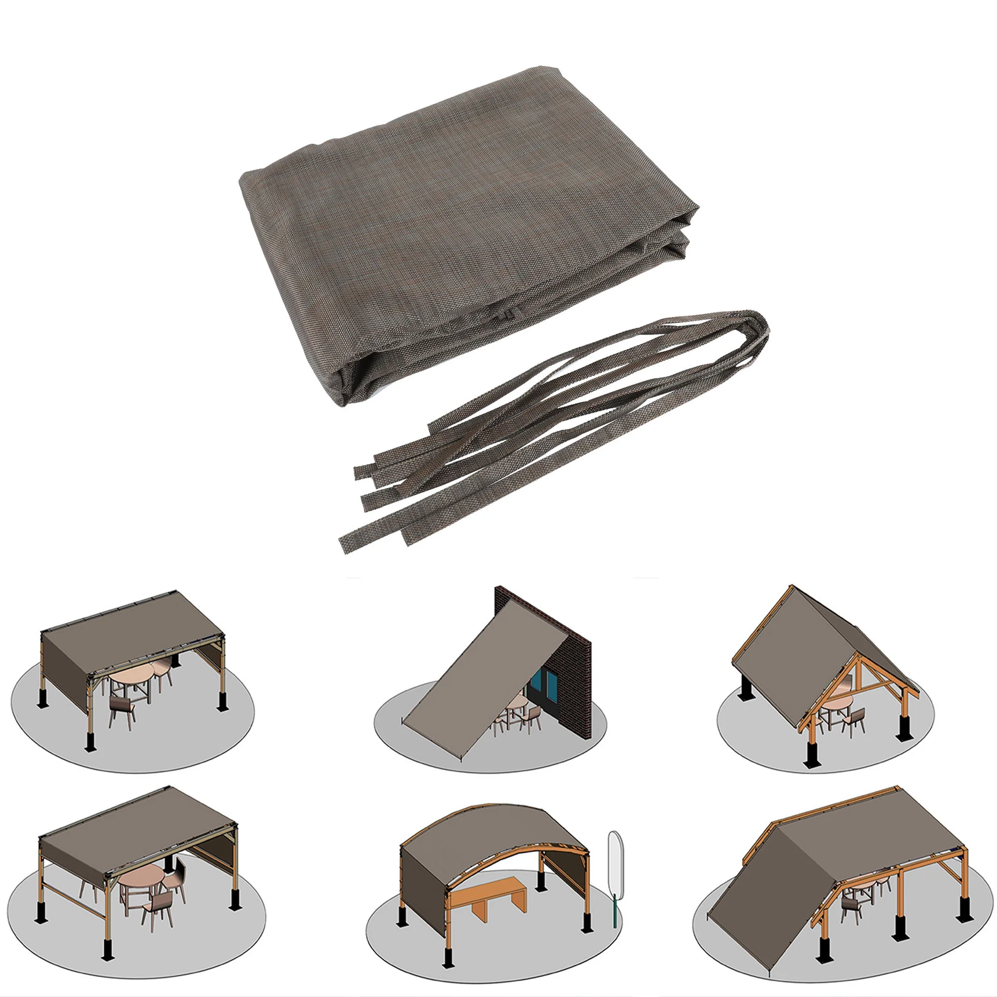 13' X 7.7' Outdoor Pergola Sun Shade Cover Cloth Patio Canopy Hdpe Permeable With Grommets - Brown - Image 8