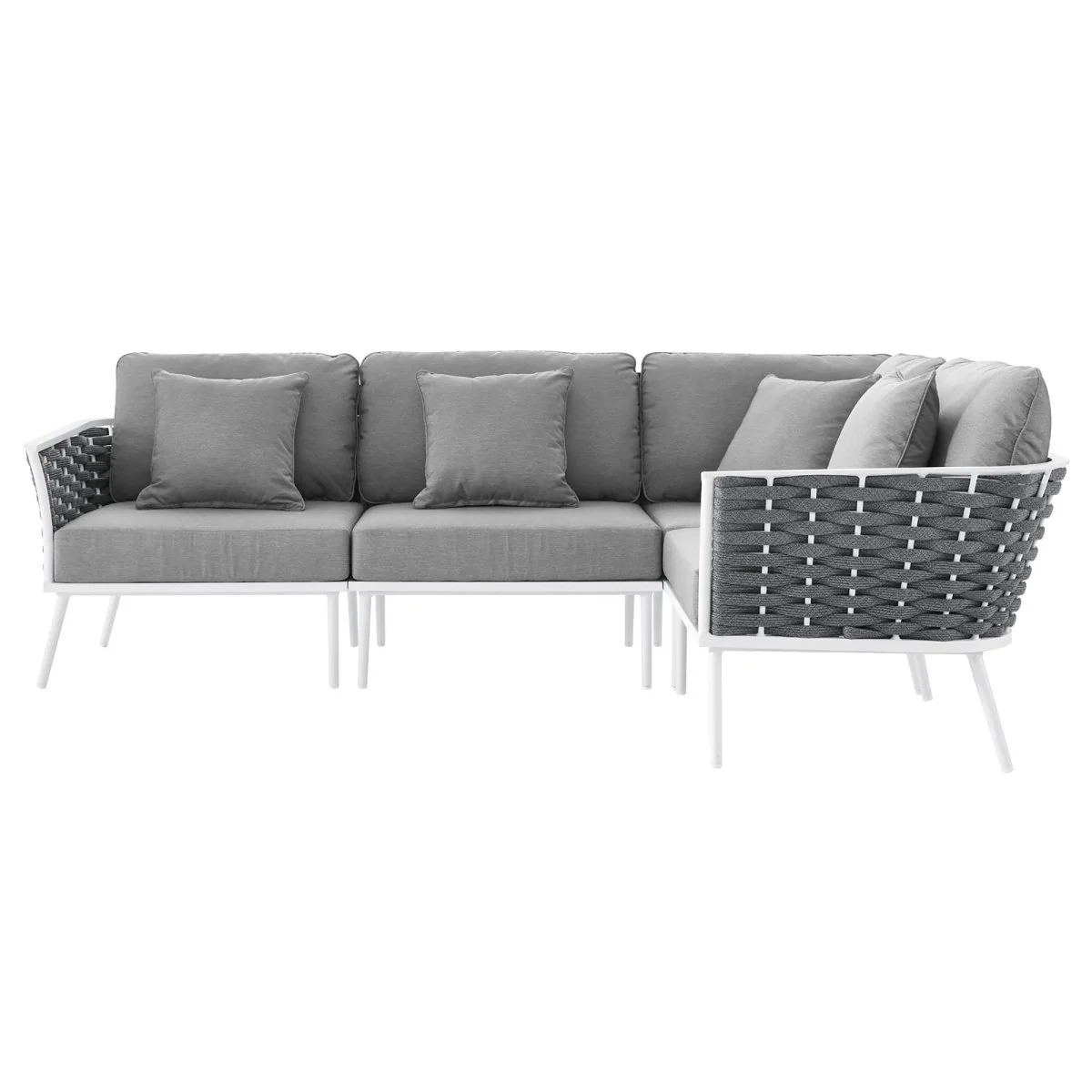 130" 4-Piece Modern Rope and Aluminum Outdoor Sectional Sofa - Weather-Resistant - Image 16