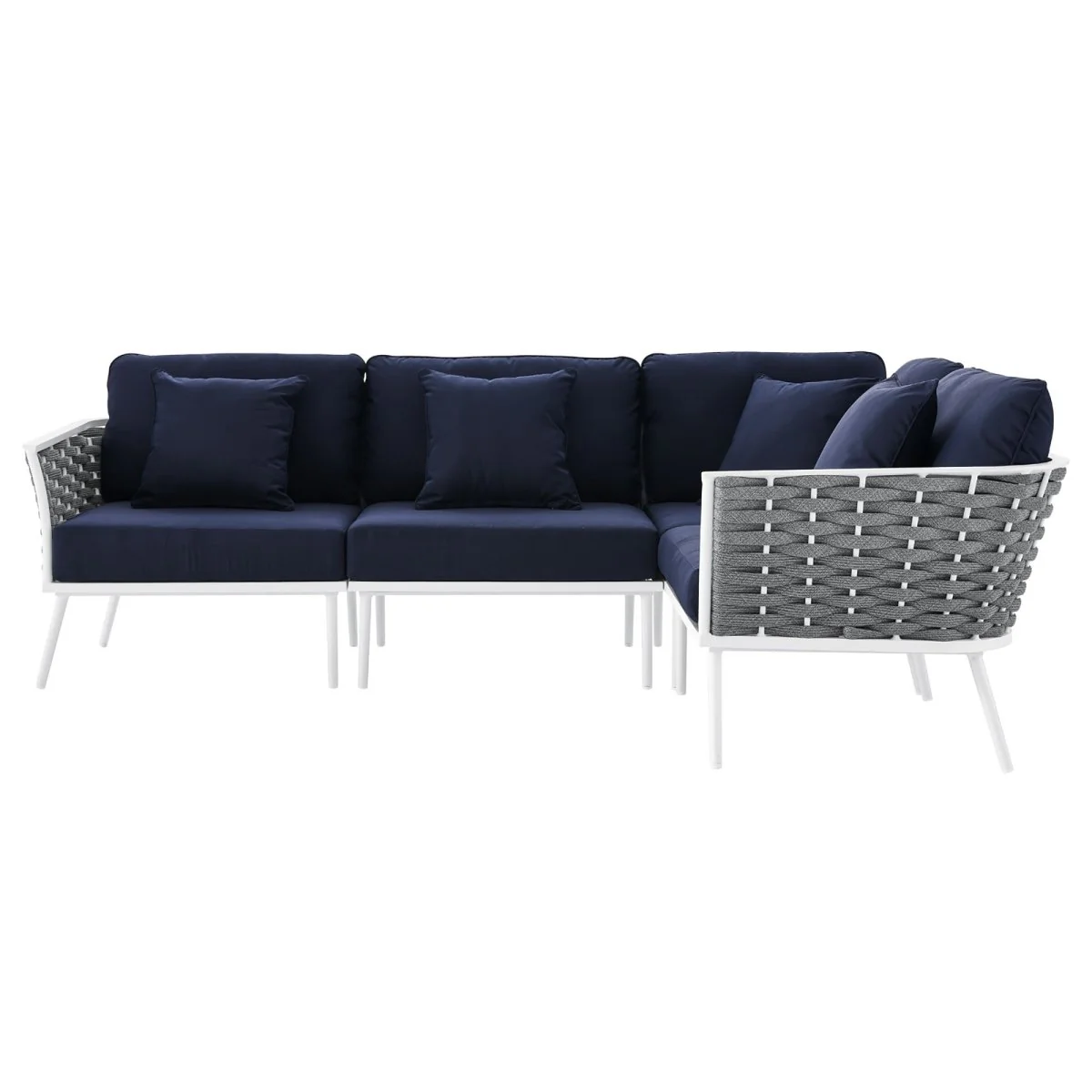 130" 4-Piece Modern Rope and Aluminum Outdoor Sectional Sofa - Weather-Resistant - Image 2
