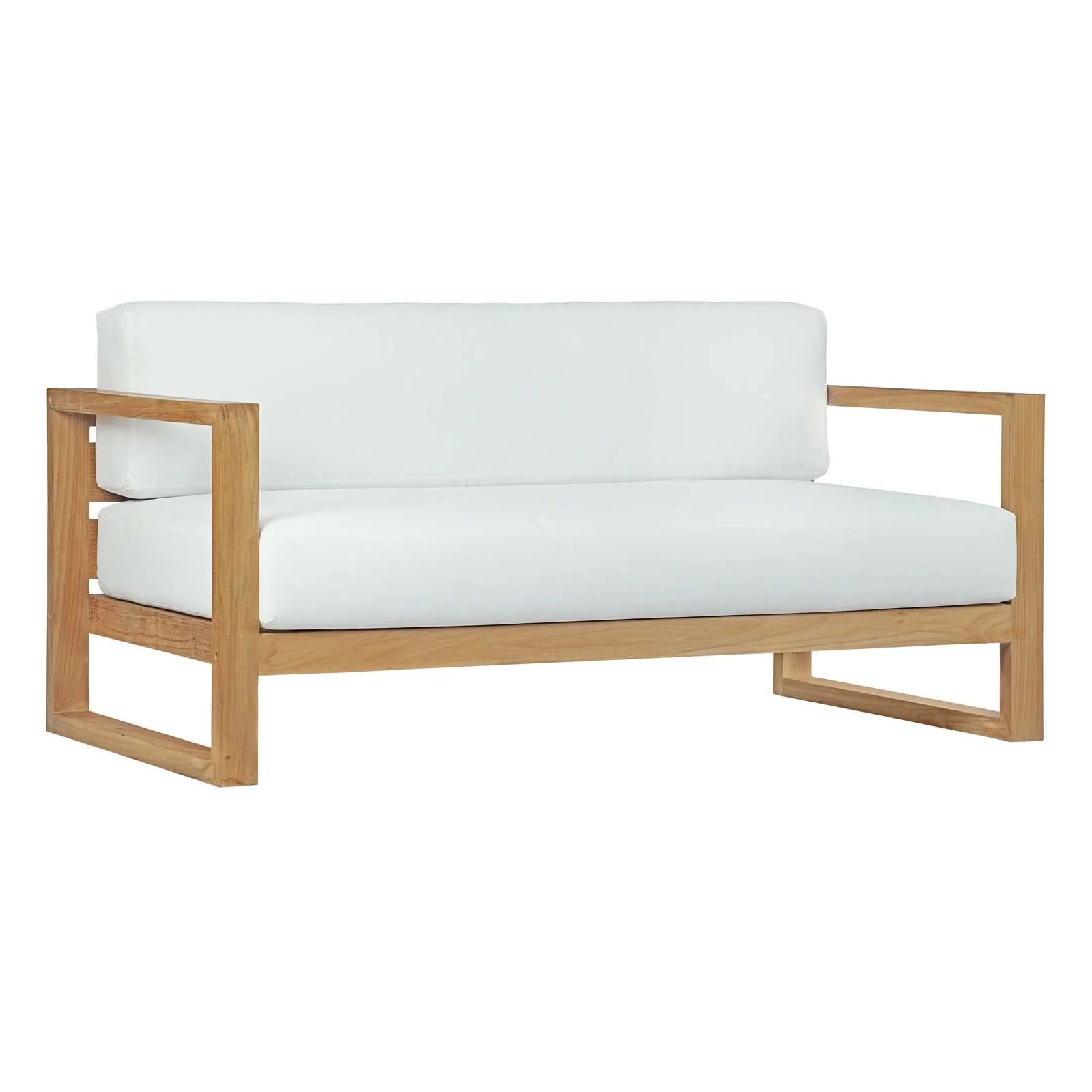 4-Piece Natural Teak and White Outdoor Patio Set - Image 3