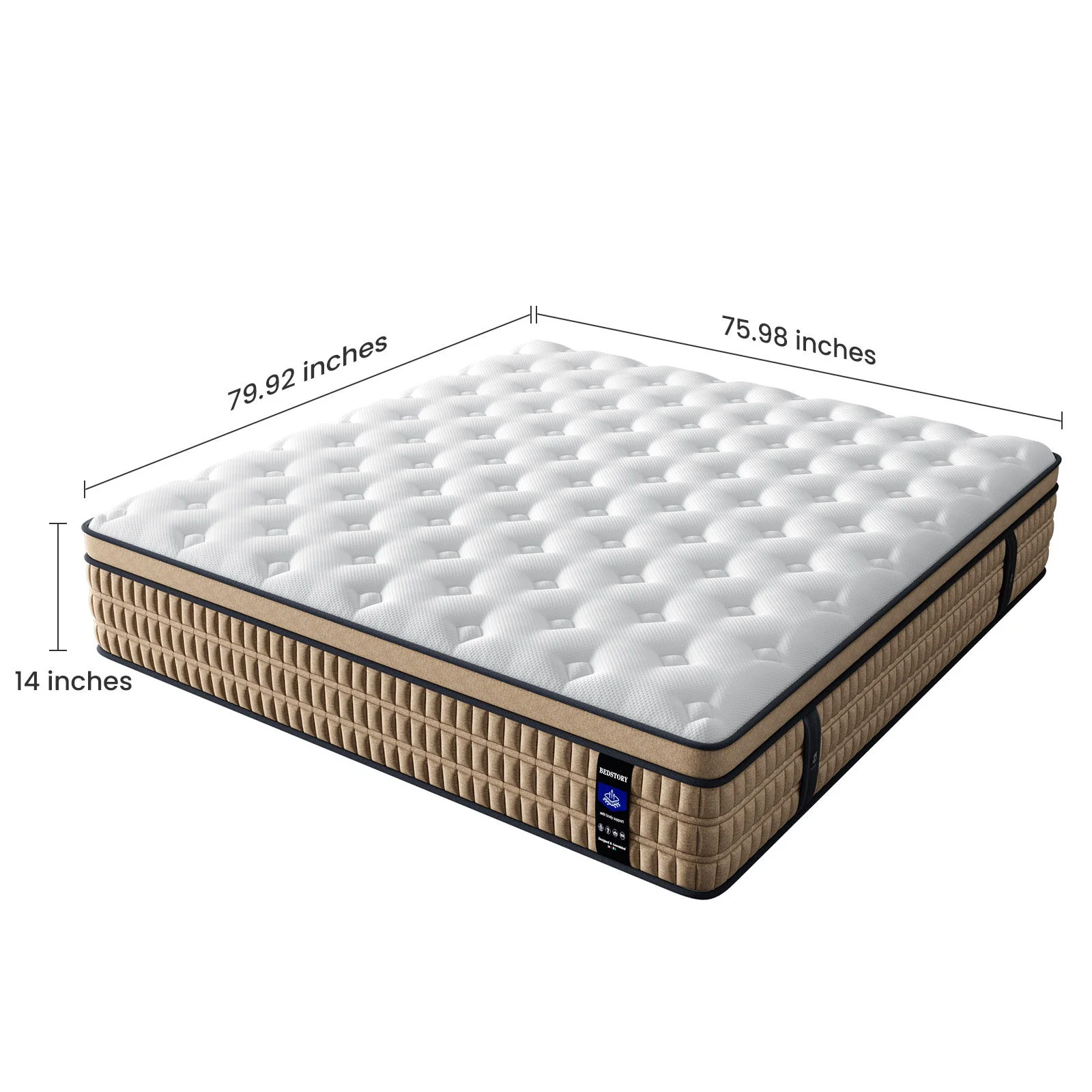 14" Mattress Hotel Collection Hybrid Mattress With Gel Memory Foam & Pocket Springs - Brown / White - King - Image 5