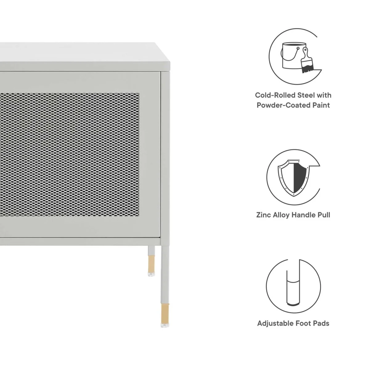 14" Modern Metal Nightstand with Mesh Door - Image 2