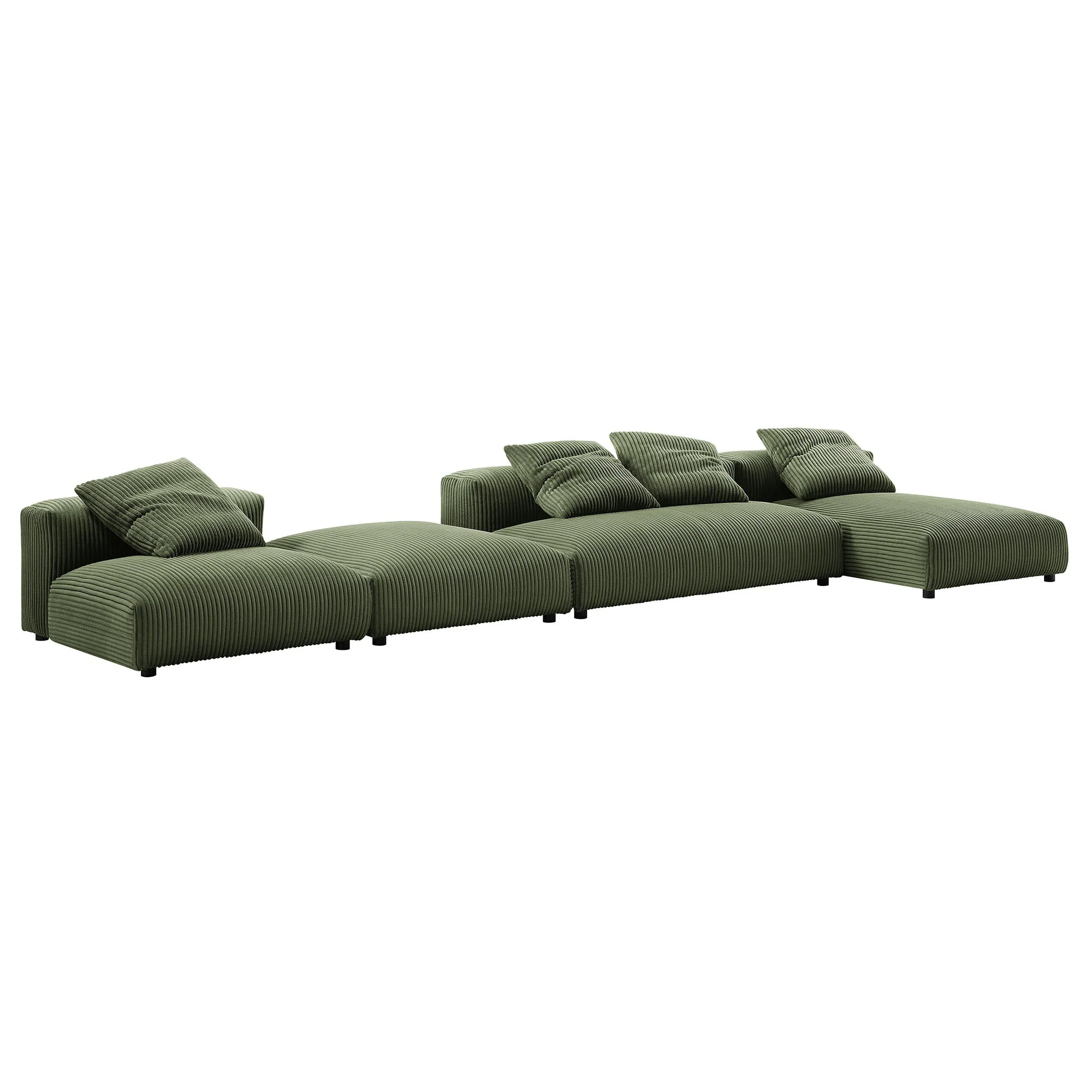 148 Inch 4-Piece Modular Corduroy Sectional Sofa with Ottoman - Image 17