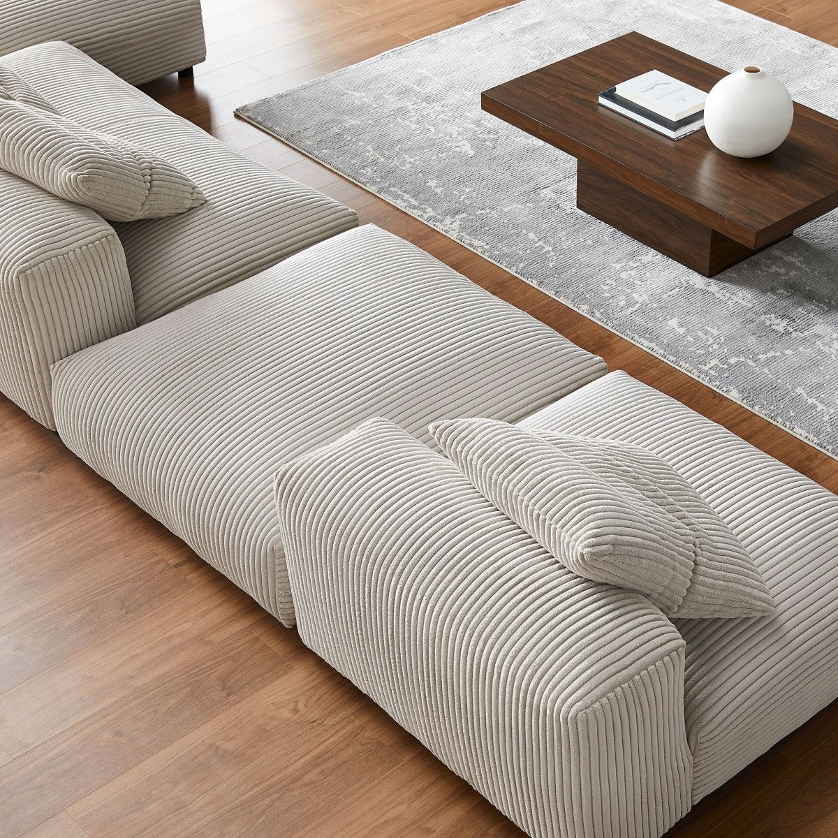 148 Inch 4-Piece Modular Corduroy Sectional Sofa with Ottoman - Image 3