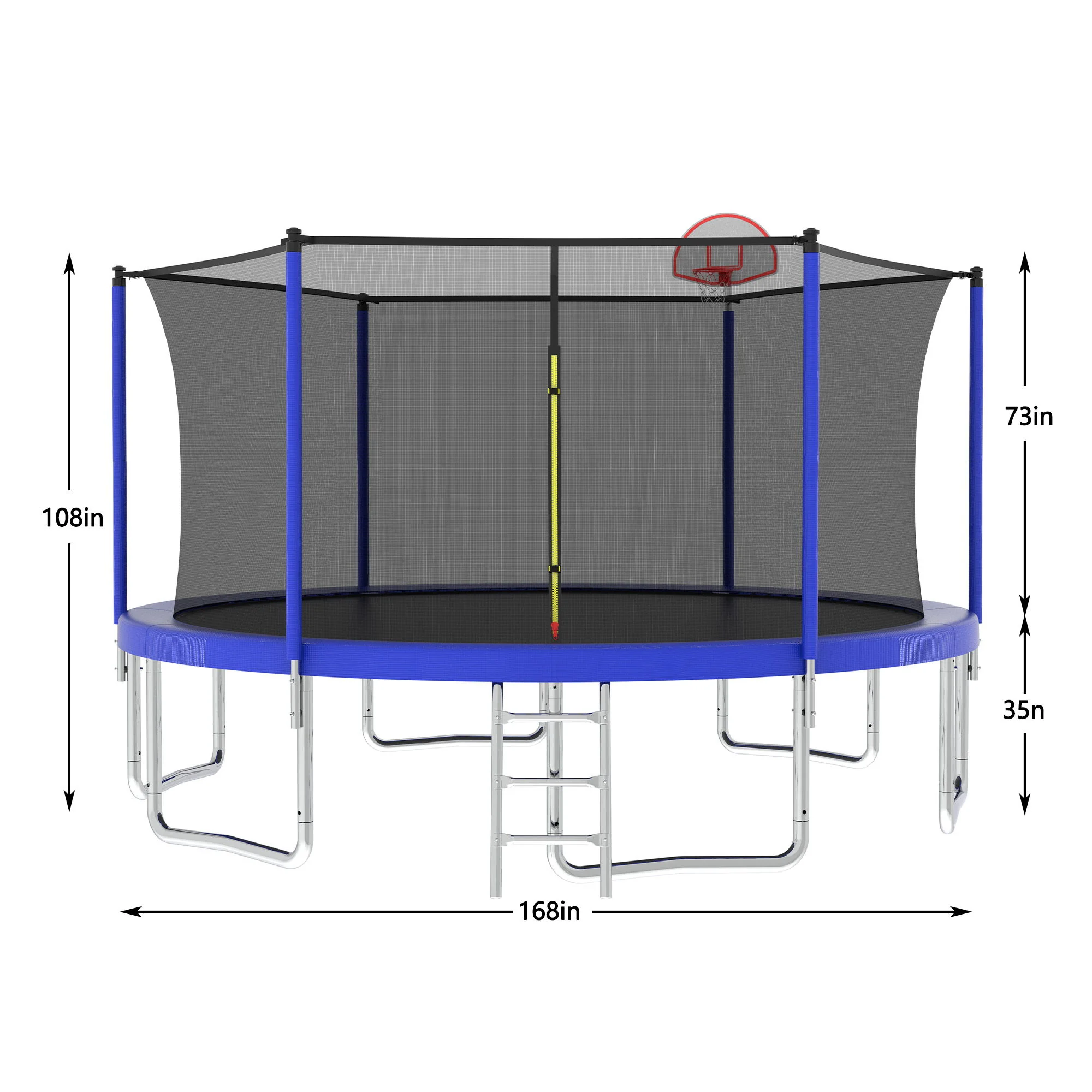 14Ft For Kids Children With Safety Enclosure Net Outdoor Backyards Large Recreational Trampoline - Blue - Image 4