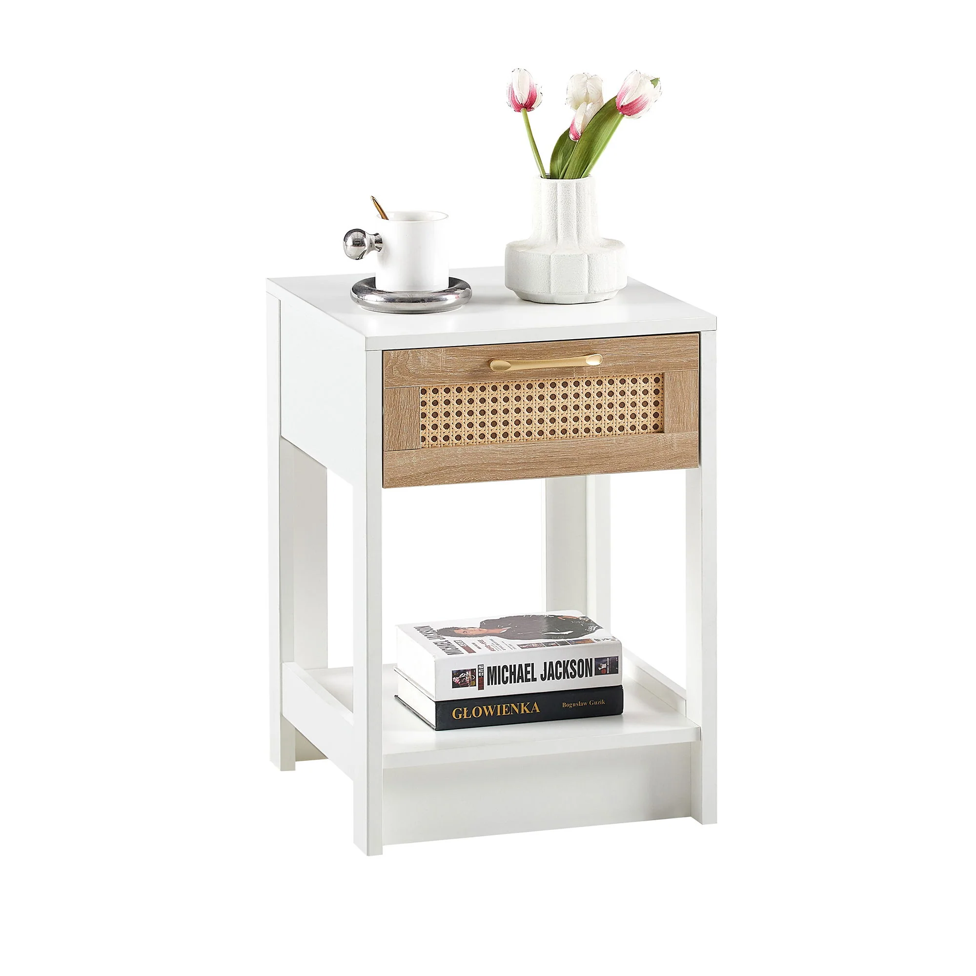 15.75" Rattan End Table With Drawer, Modern Nightstand, Side Table For Living Room, Bedroom - Image 5