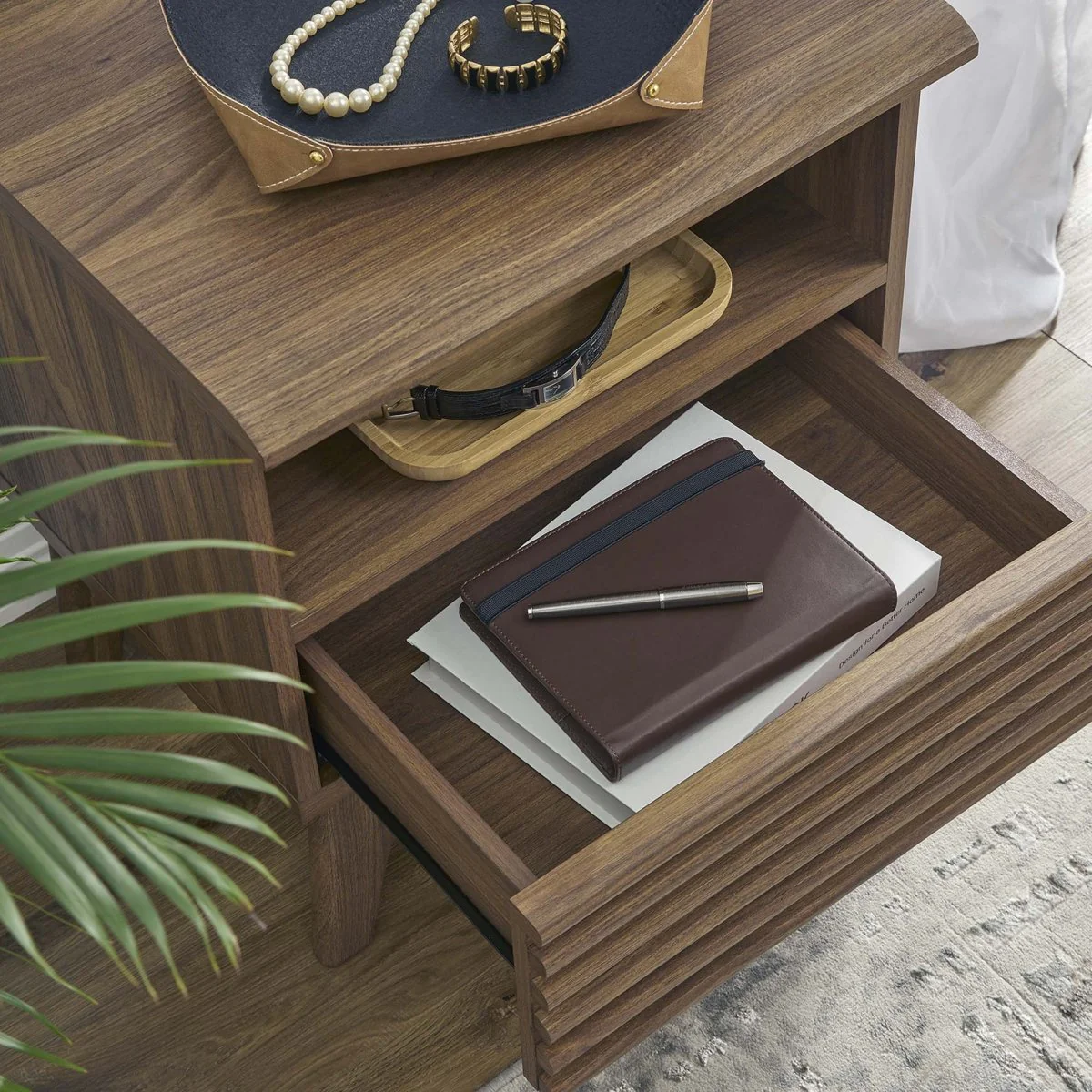 15" Mid Century Wood Nightstand with Drawer - Image 17