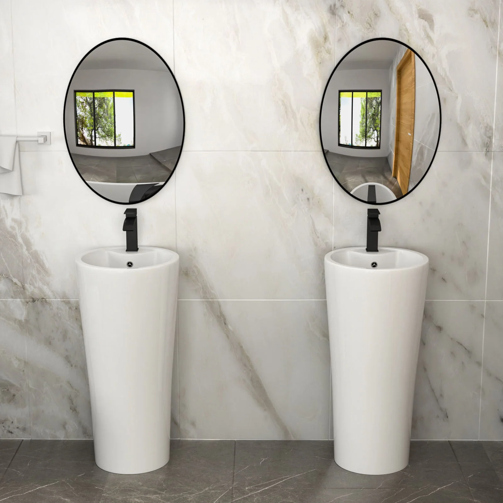 15" Pedestal Sink With Space Saving Design, Smooth Non Porous Surface For Powder Rooms - White - Image 9