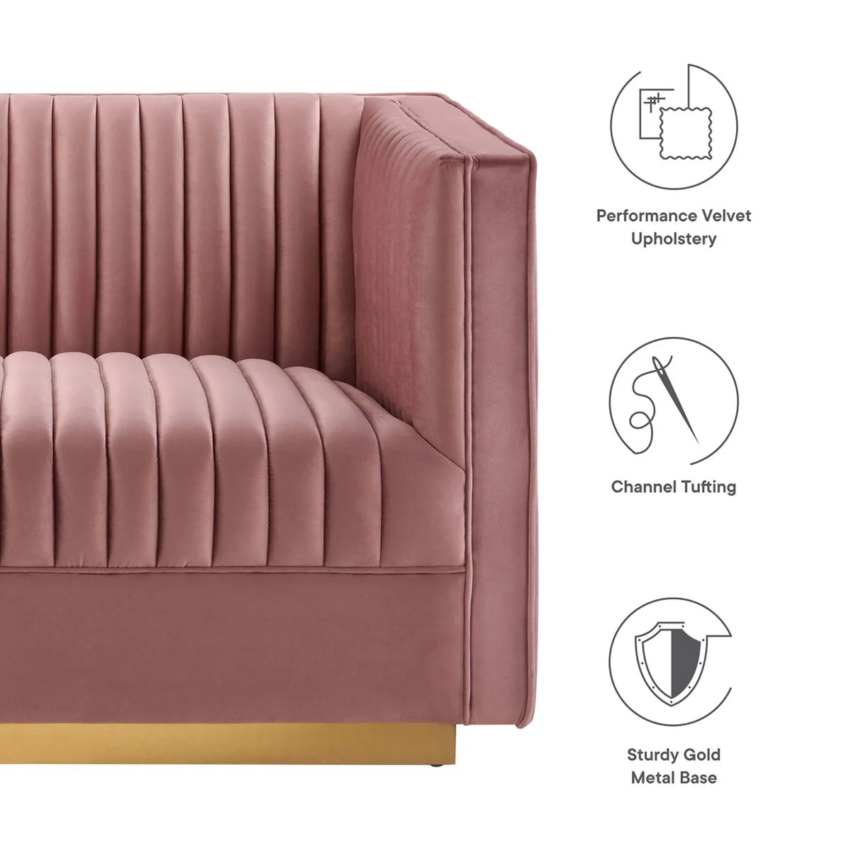 154 Inch Channel Tufted Performance Velvet 5-Piece Modular Sectional - Image 2
