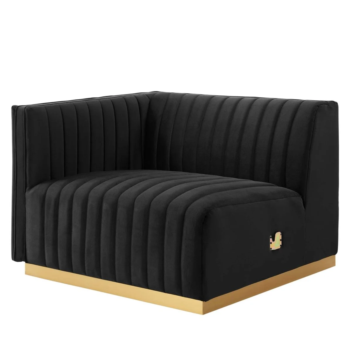 155 Inch Channel Tufted Performance Velvet 4-Piece Sofa in Black - Image 4