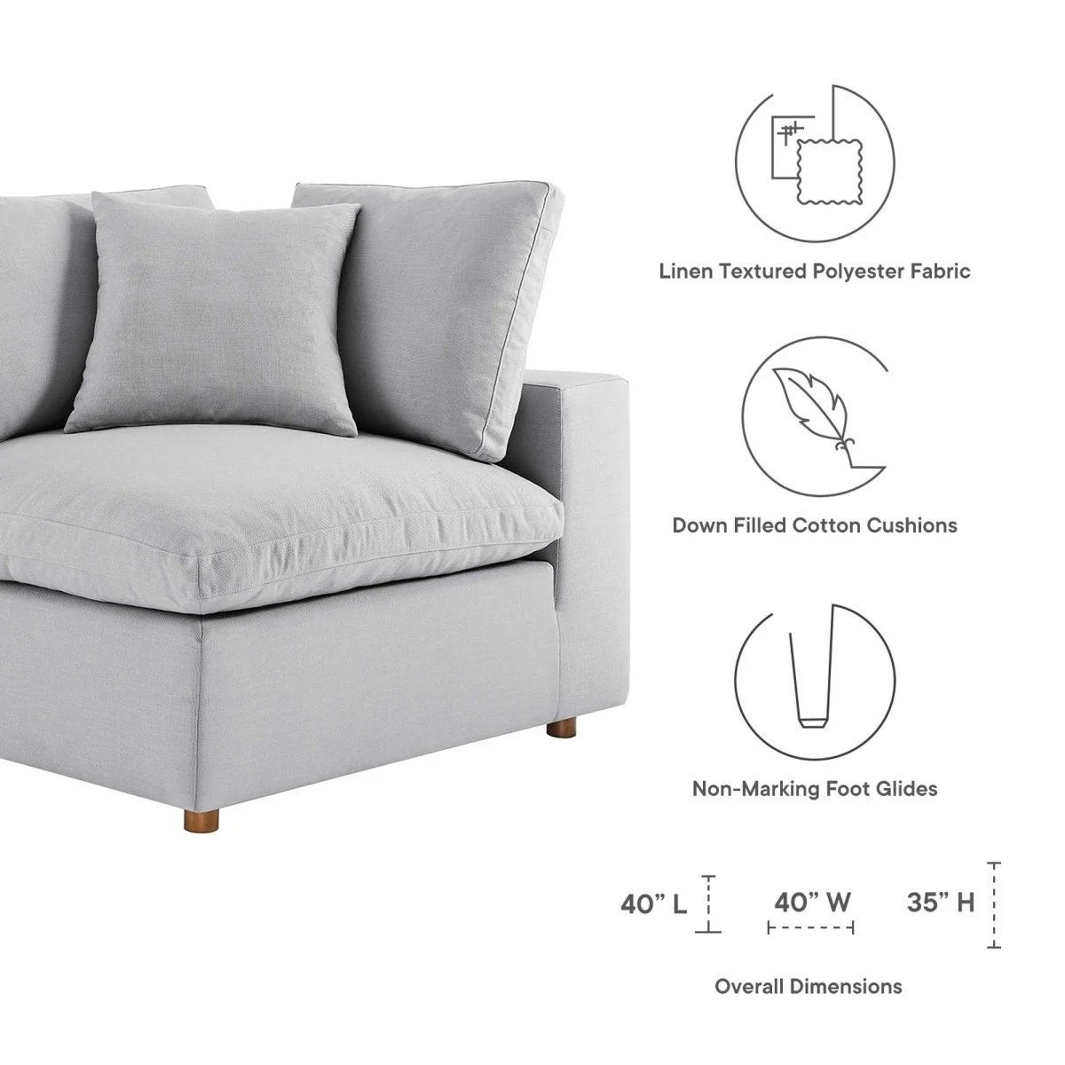 158 Inch Down Filled Overstuffed 7-Piece Sectional Sofa - Image 9