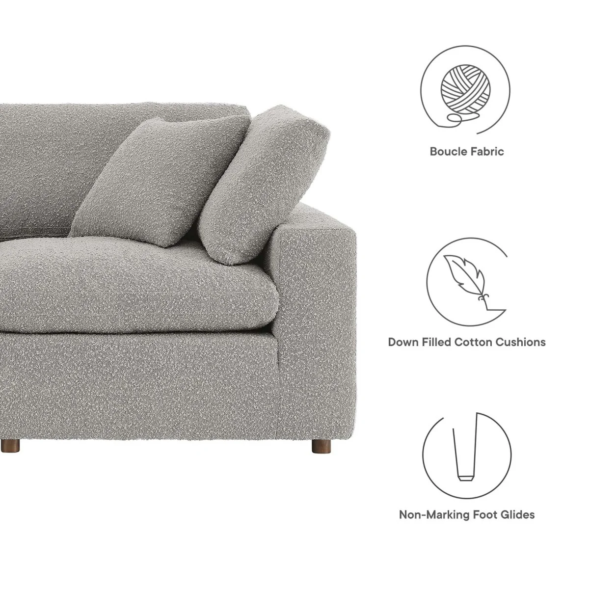 159 Inch Down Filled Overstuffed 8-Piece Boucle Sectional Sofa - Image 12