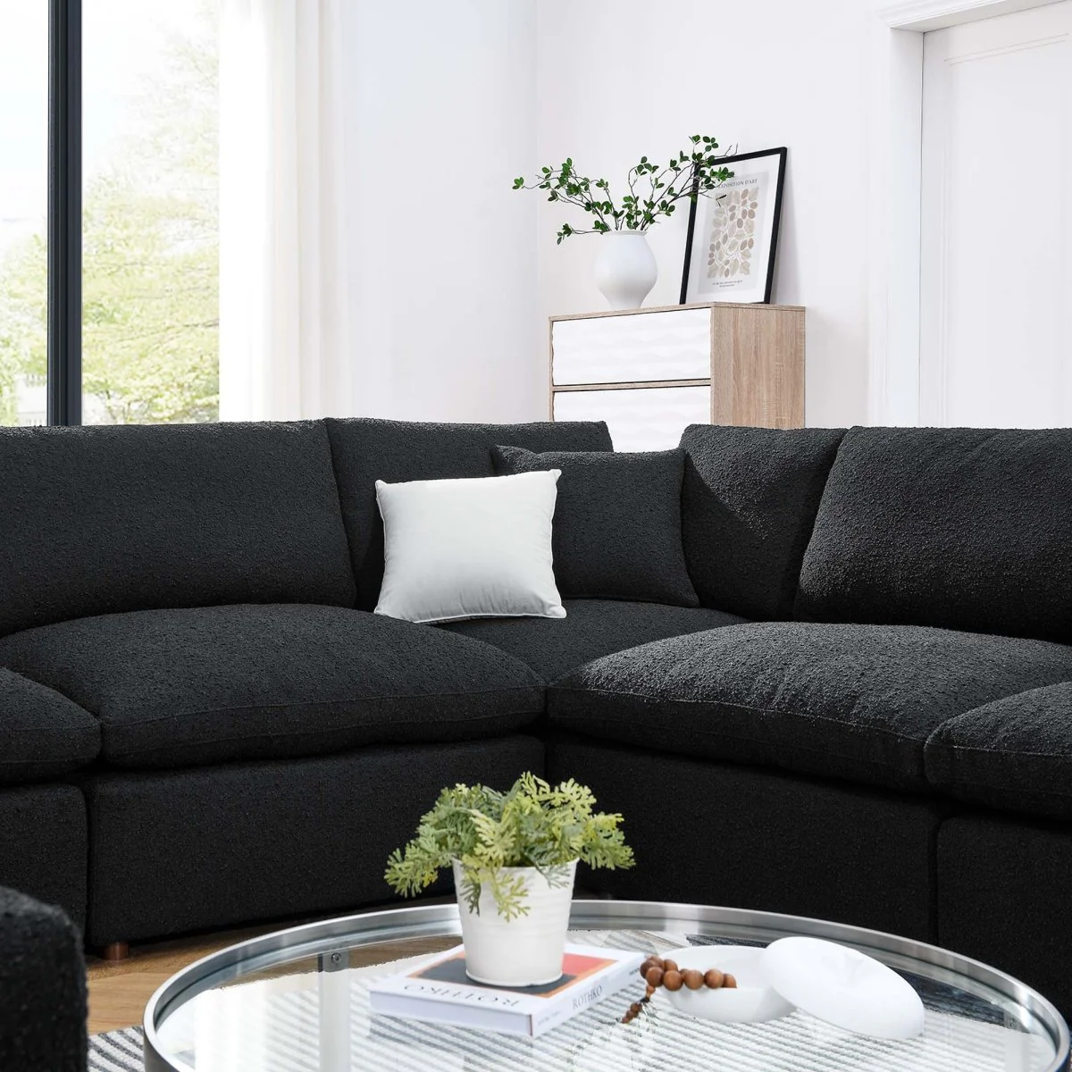 159 Inch Down Filled Overstuffed 8-Piece Boucle Sectional Sofa - Image 8
