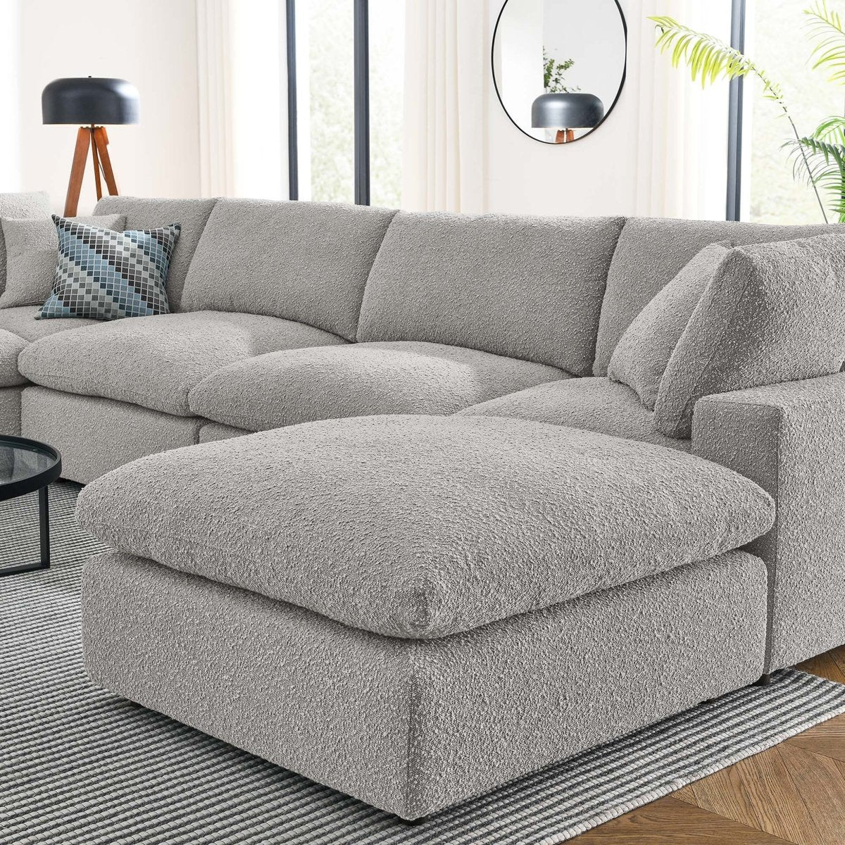 159 Inch Down Filled Overstuffed Boucle 7-Piece Sectional Sofa - Image 13