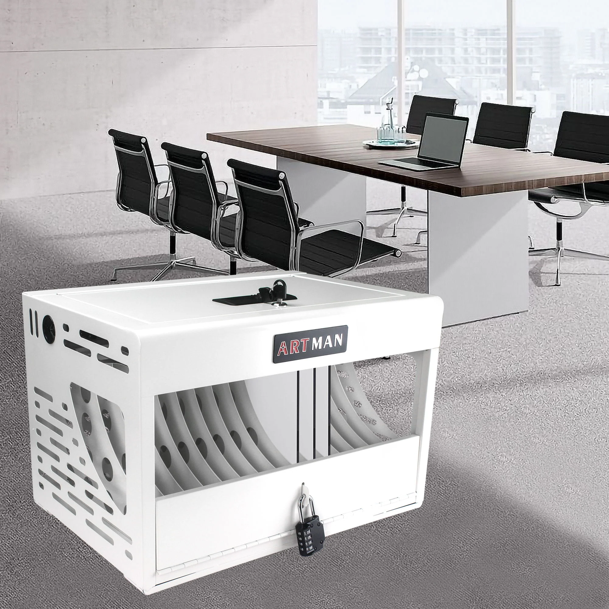 16 Bay Charging Cabinet For Laptop book, Locking Charging Station - Image 9