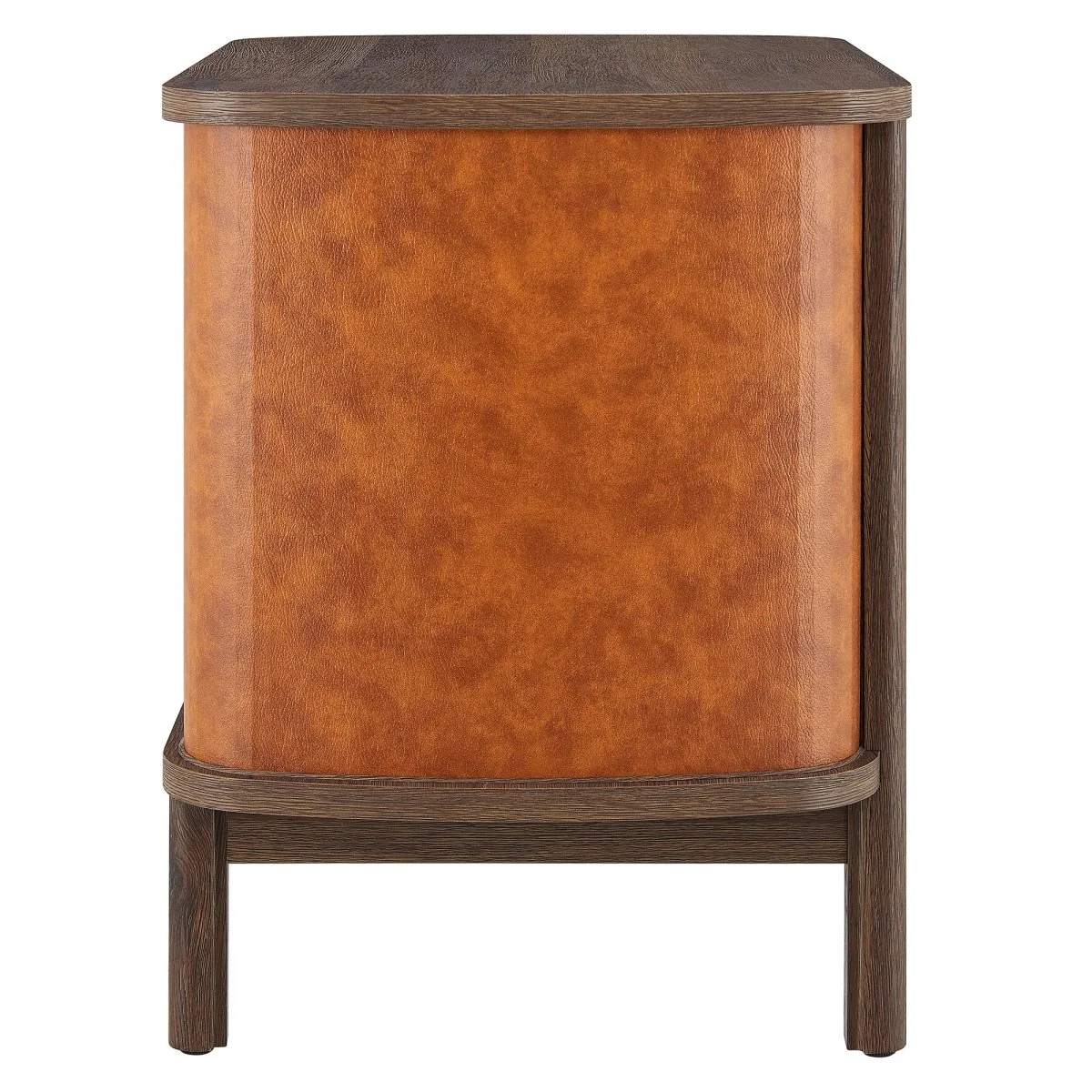 16" Curved Vegan Leather 2 Drawer Modern Nightstand - Image 5