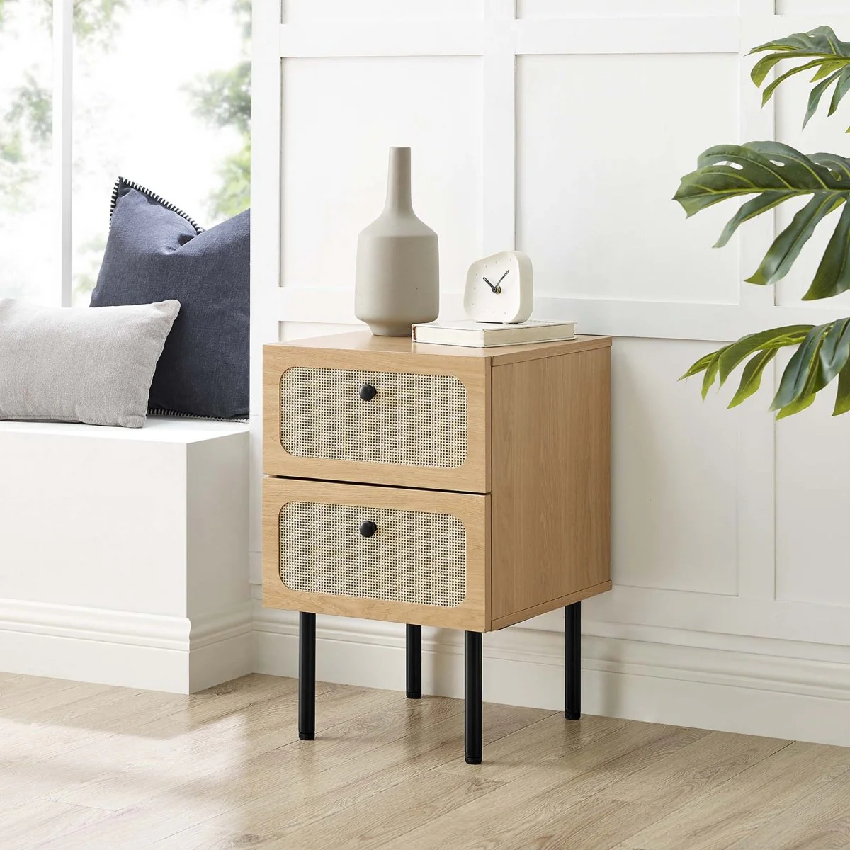 16" Modern Rattan 2 Drawer Nightstand - Image 13