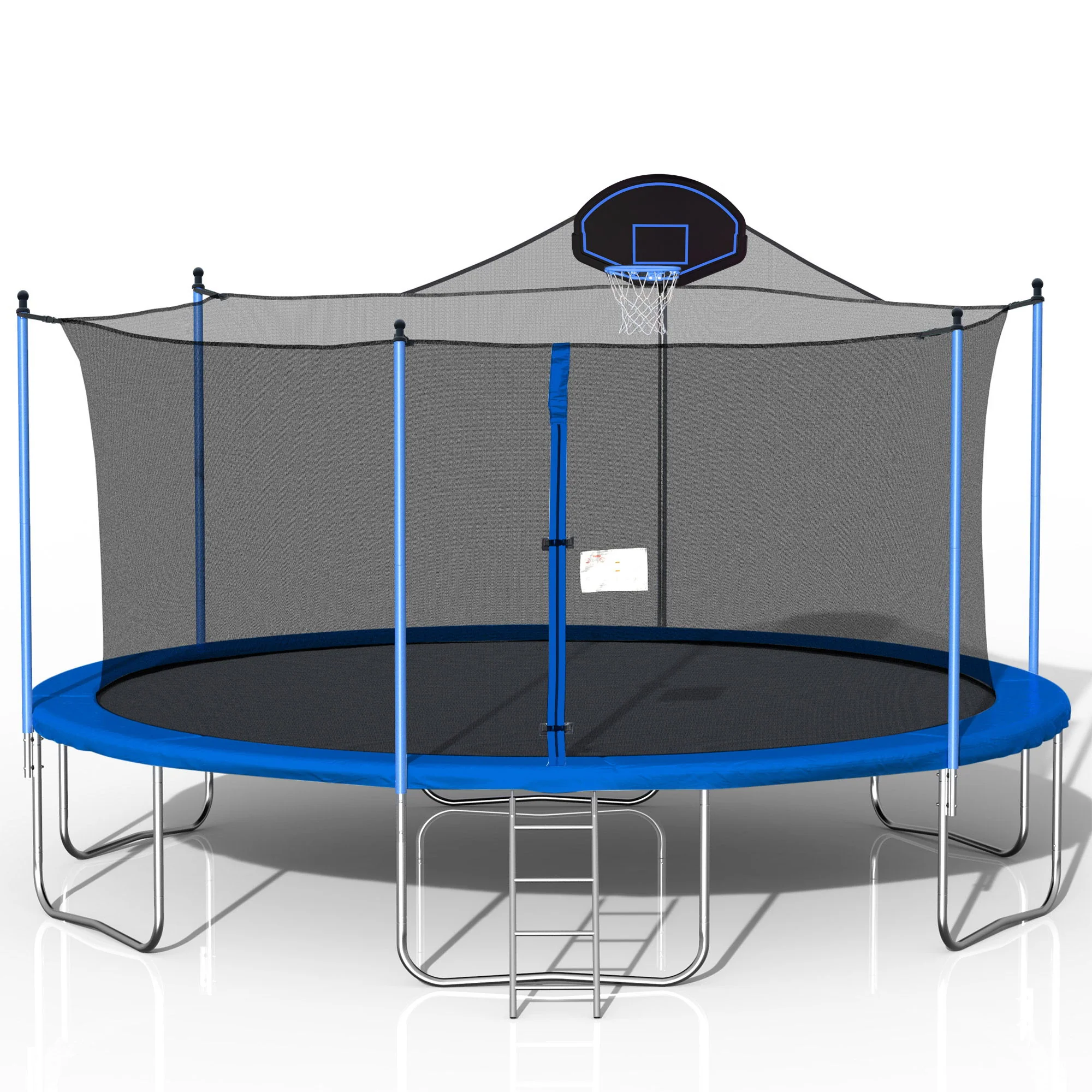 16Ft Trampoline For Adults & Kids With Basketball Hoop, Double-Sided Cover, Outdoor Trampolines With Ladder And Safety Enclosure Net For Kids And Adults - Blue - Image 6