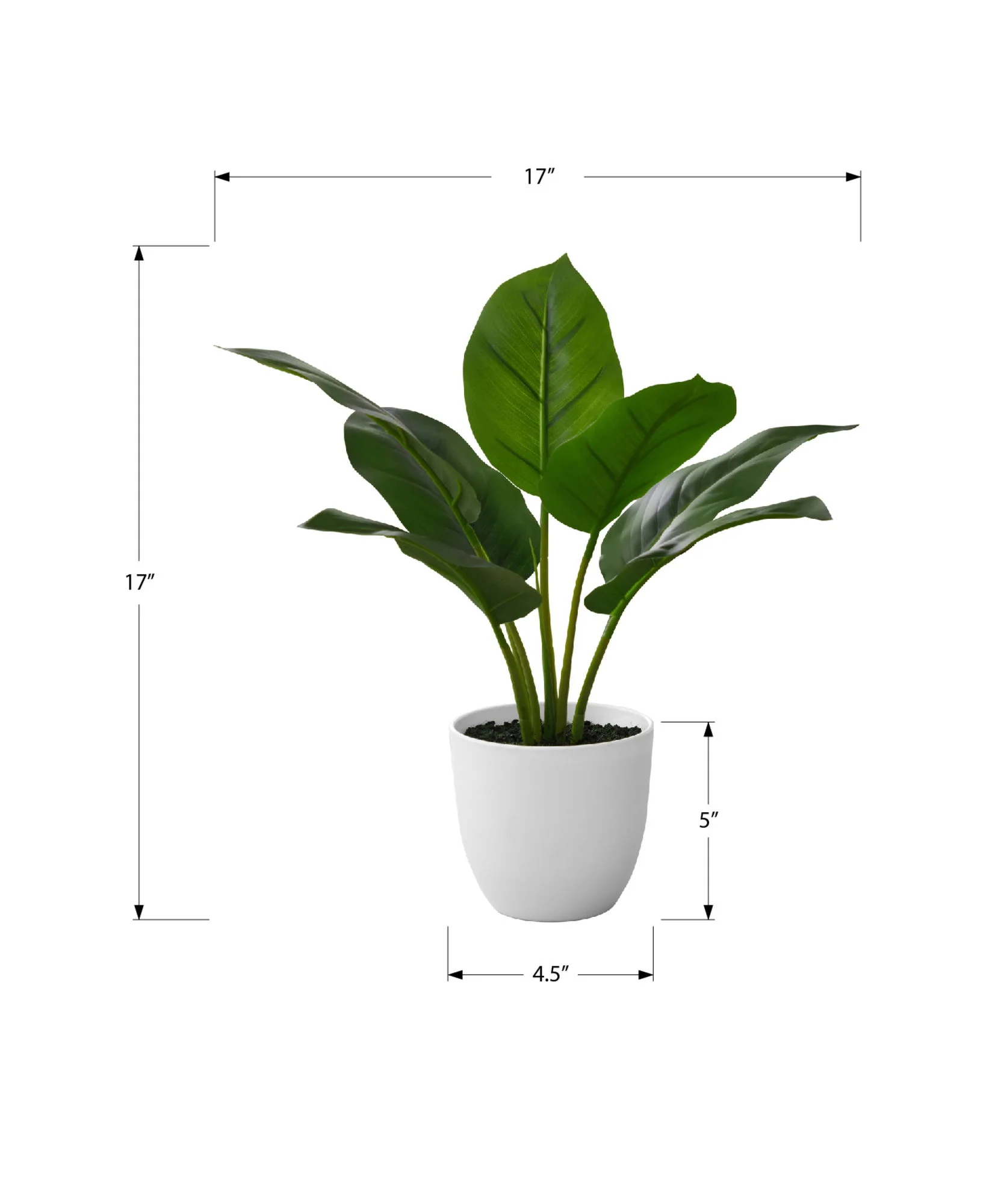 17" Tall, Artificial Plant, Aureum, Indoor, Faux, Fake, Table, Greenery, Potted, Real Touch, Decorative - Green / White - Image 4
