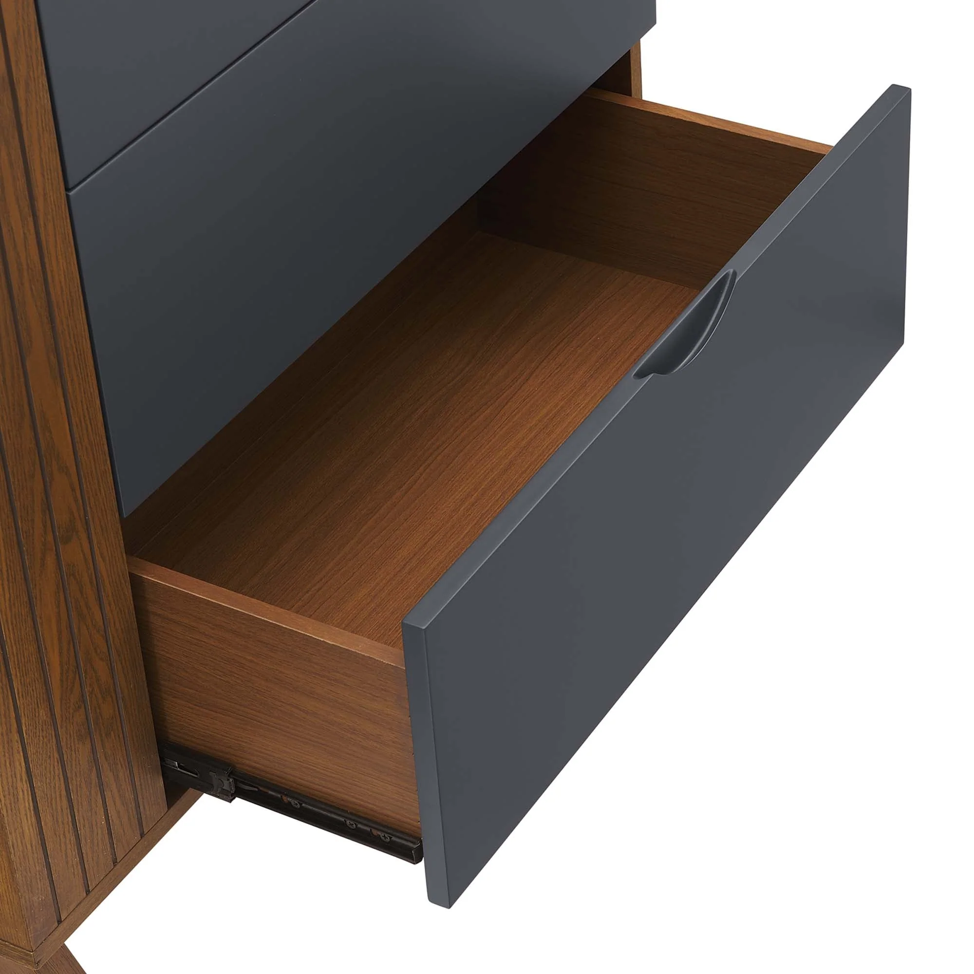 17" Walnut Gray Modern 5-Drawer Bedroom Chest - Image 6
