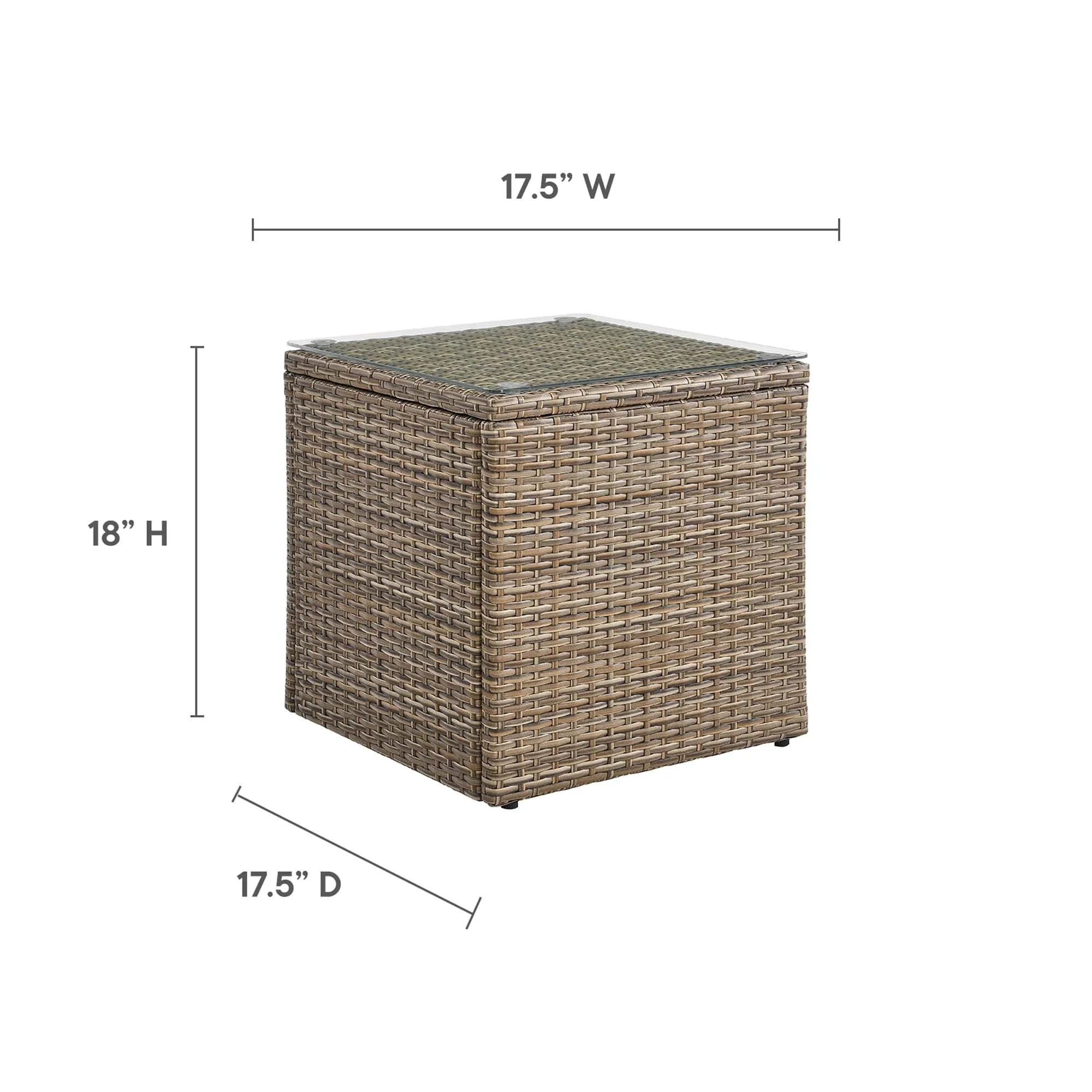18" Brown Wicker Rattan Outdoor Patio Side Table - Image 3