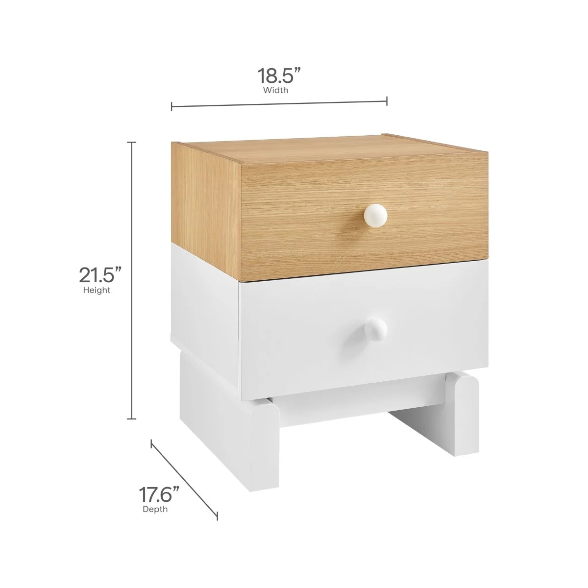 18" Color Block 2 Drawer Modern Nightstand - Image 3