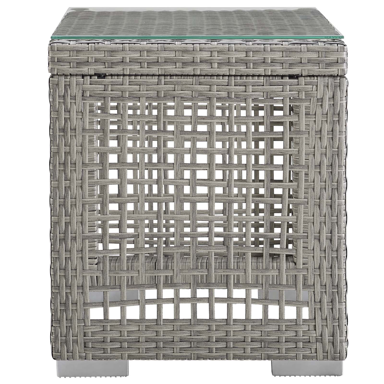 18" Gray Wicker Rattan Outdoor Patio Side Table - Image 5