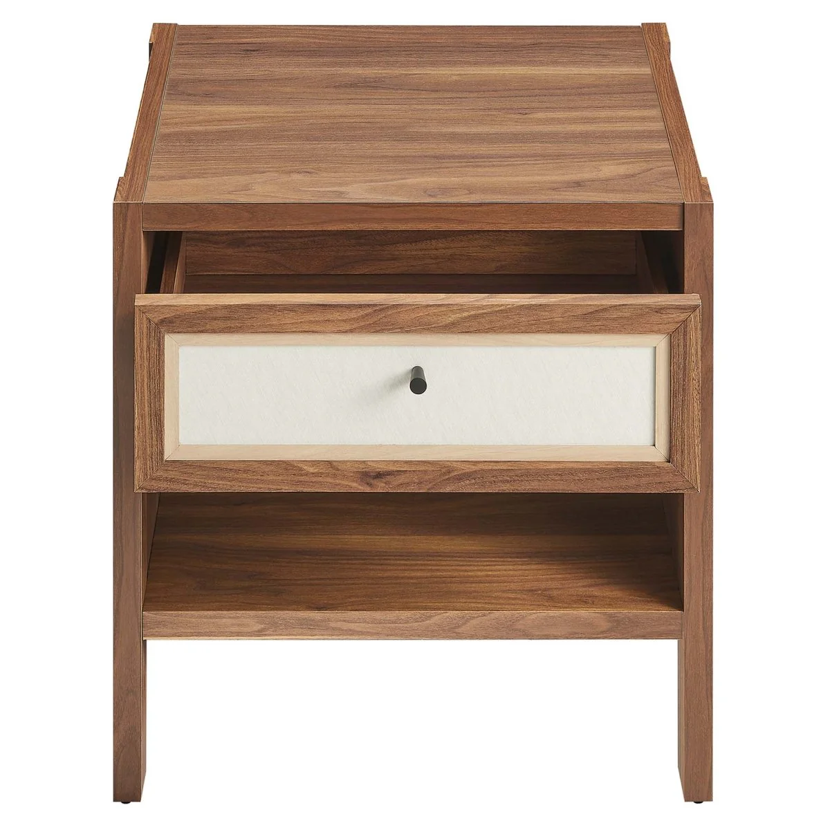 18" Mid Century Wood Nightstand with Drawer and Shelf - Image 6